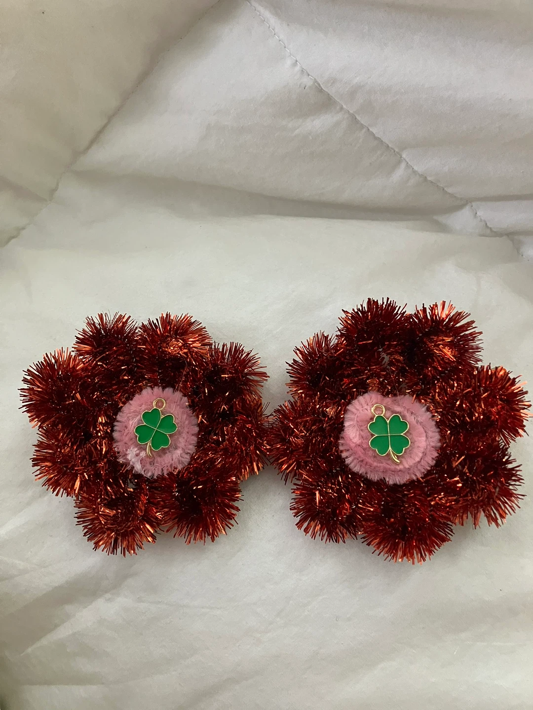Flower Hair Clips - Red and Orange - photo 3