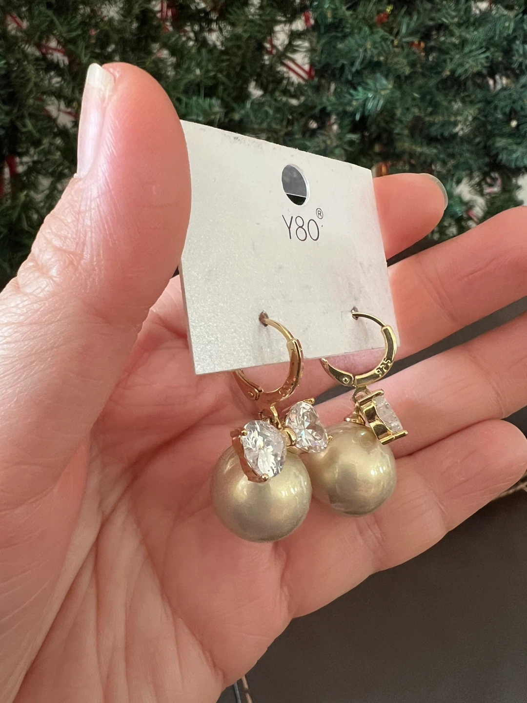 Y80 Pearl and Crystal Hoop Earrings - photo 2