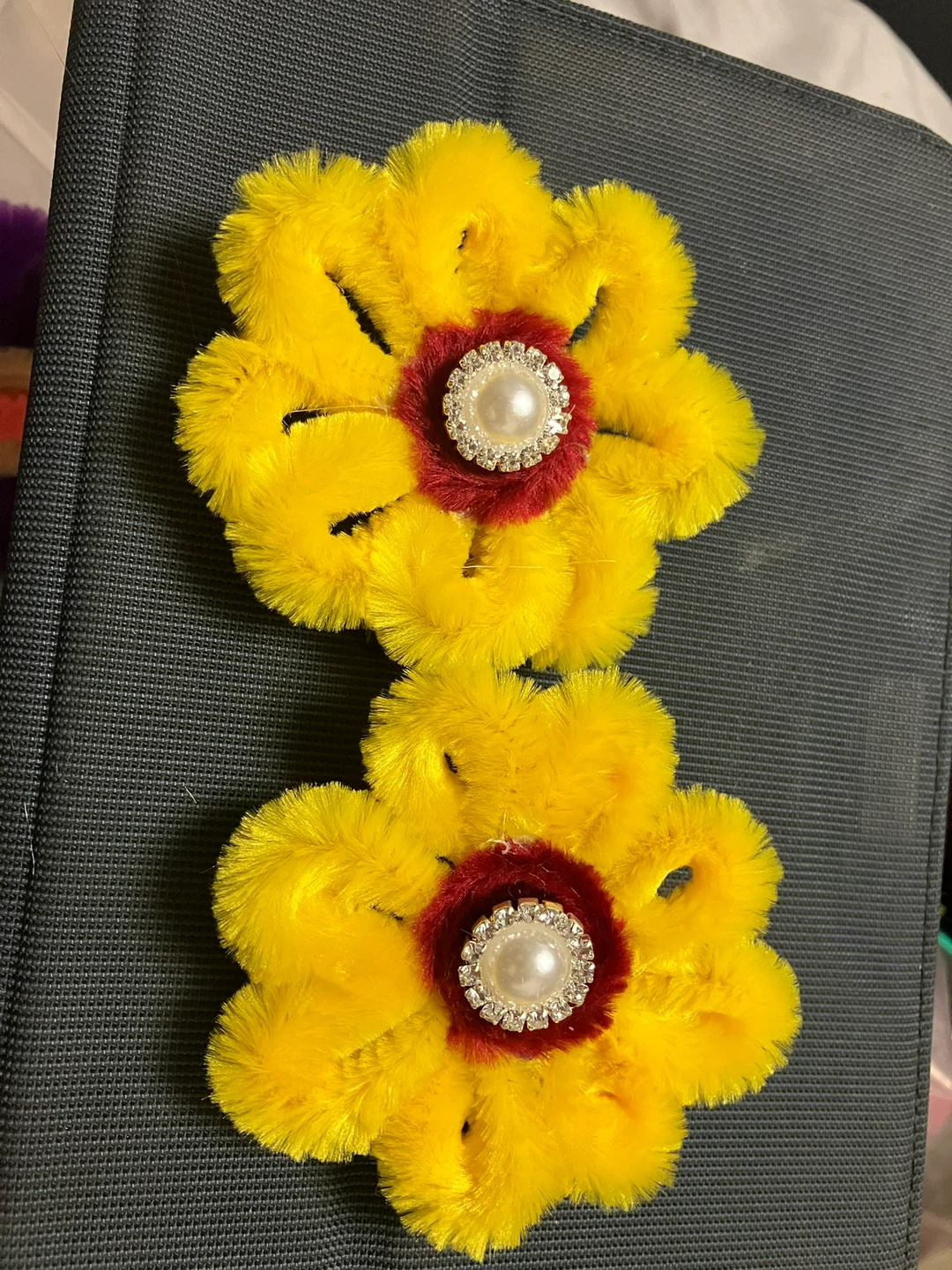 2 St. Patrick's Day Hair Clips - Orange Flower & Gold Tinsel - photo 5