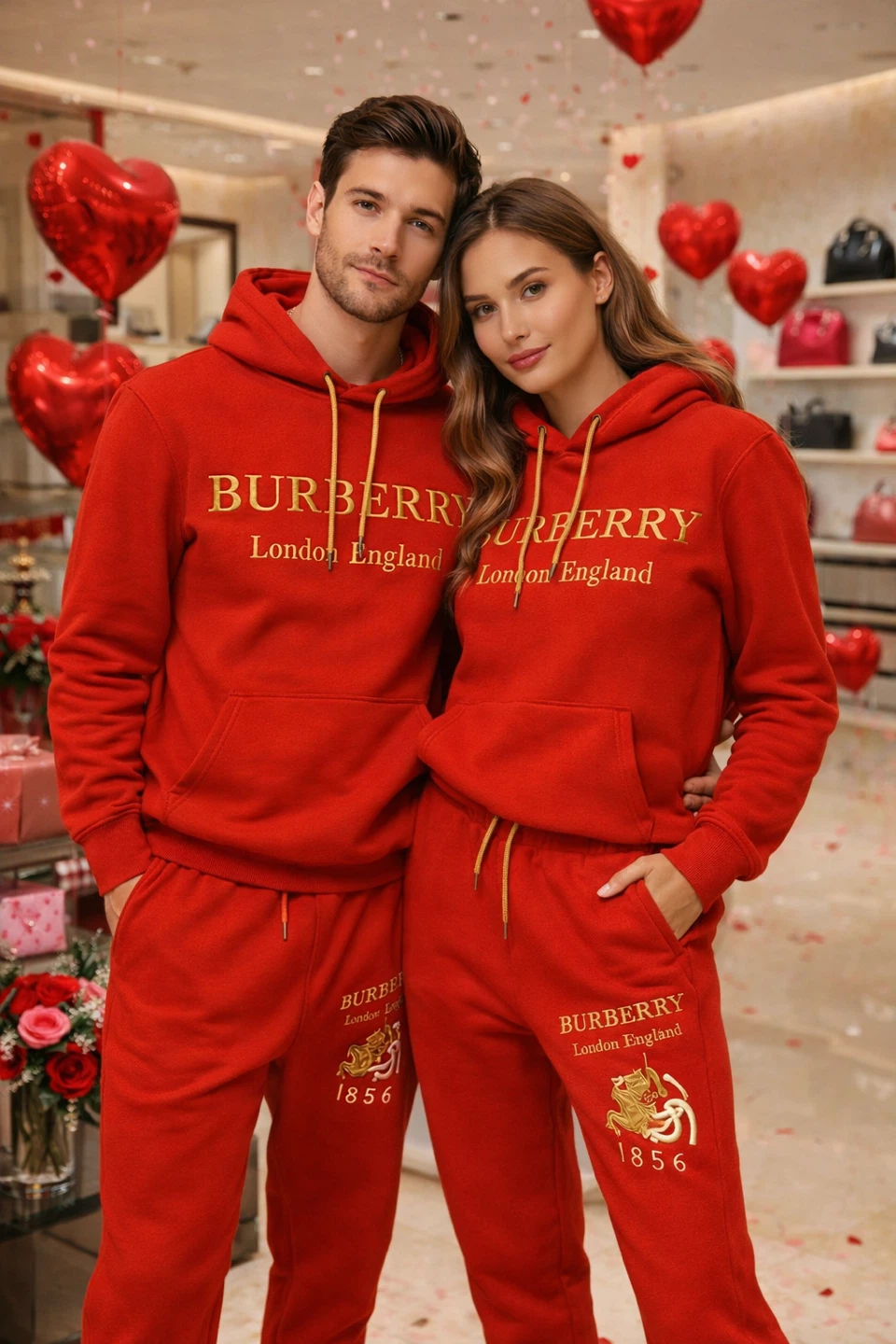 Burberry Red Hoodie and Sweatpants Set size L - photo 3