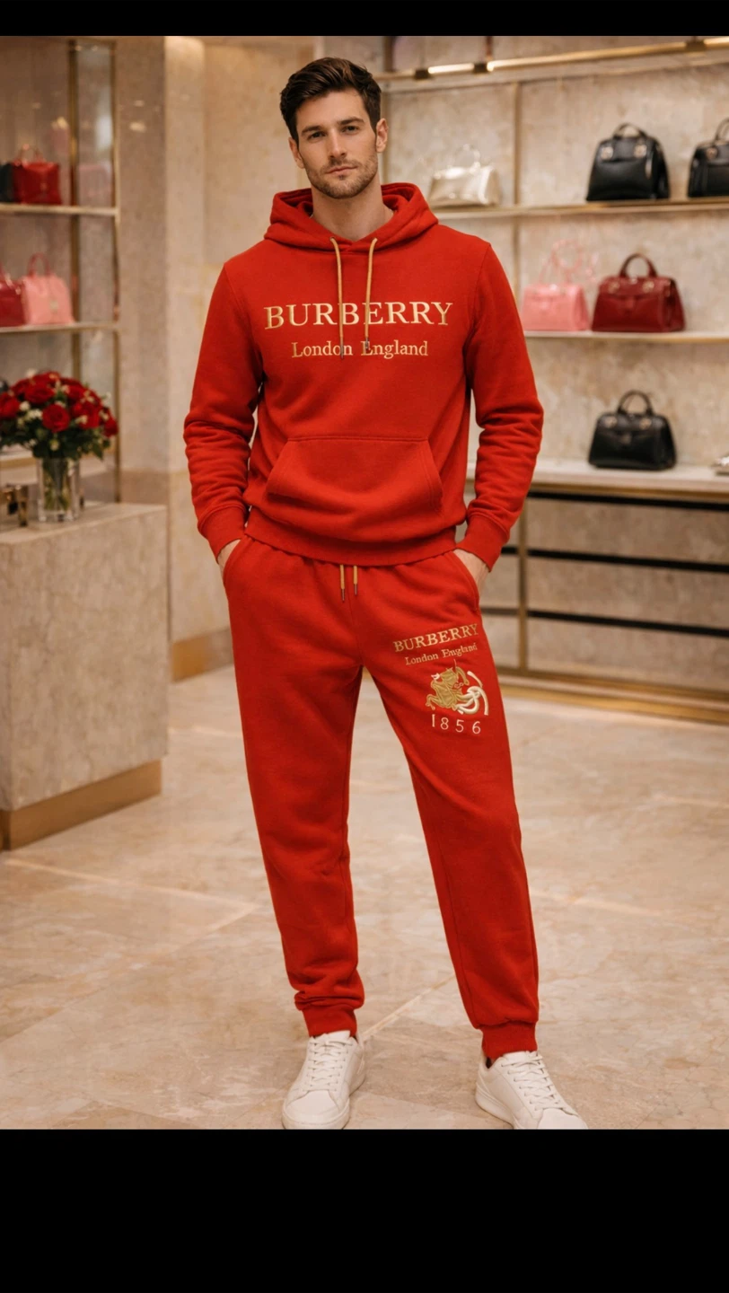 Burberry Red Hoodie and Sweatpants Set size L - photo 4