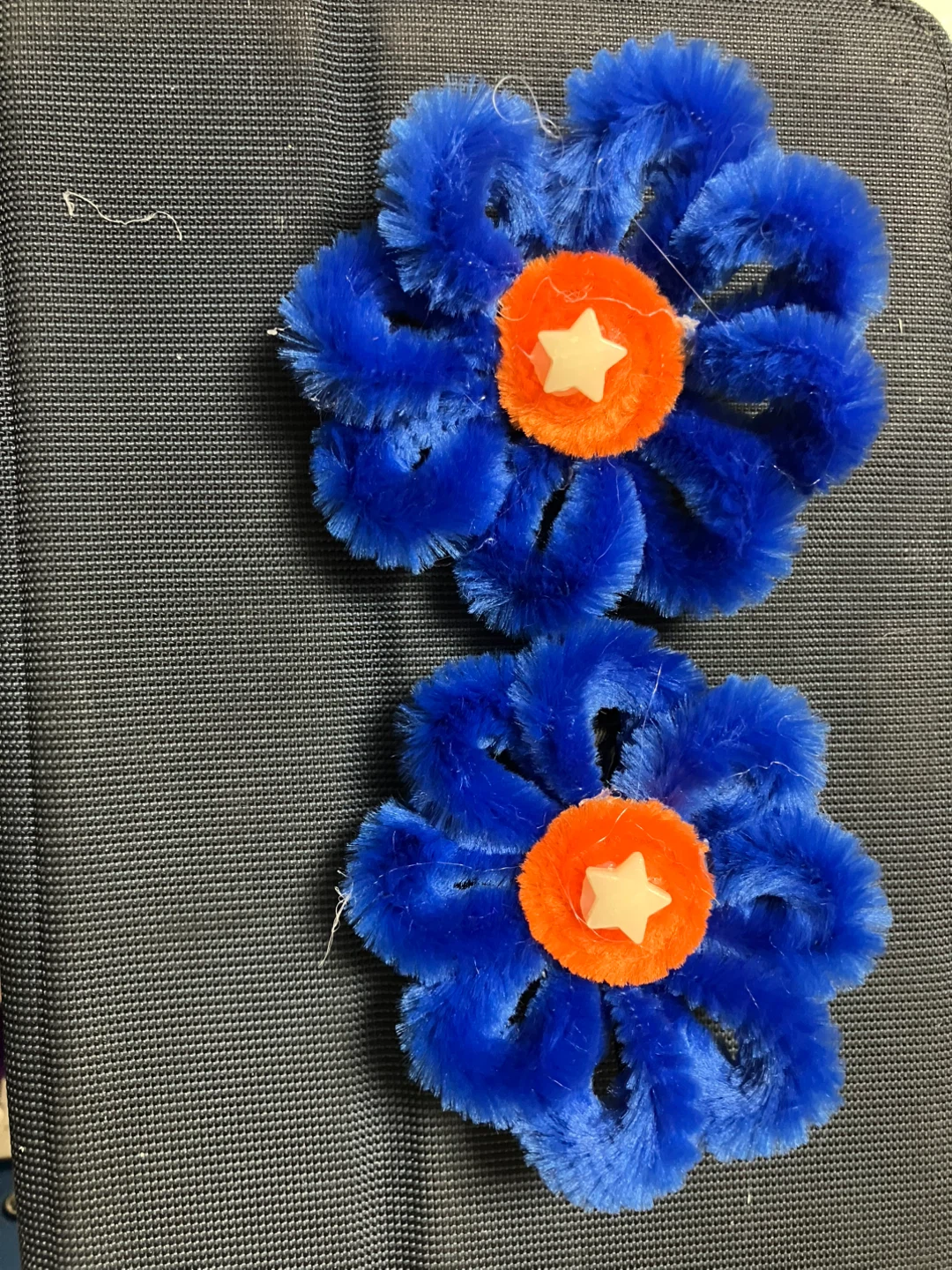 Fuzzy Flower Hair Clips - Purple & Blue (2 Count) - photo 3