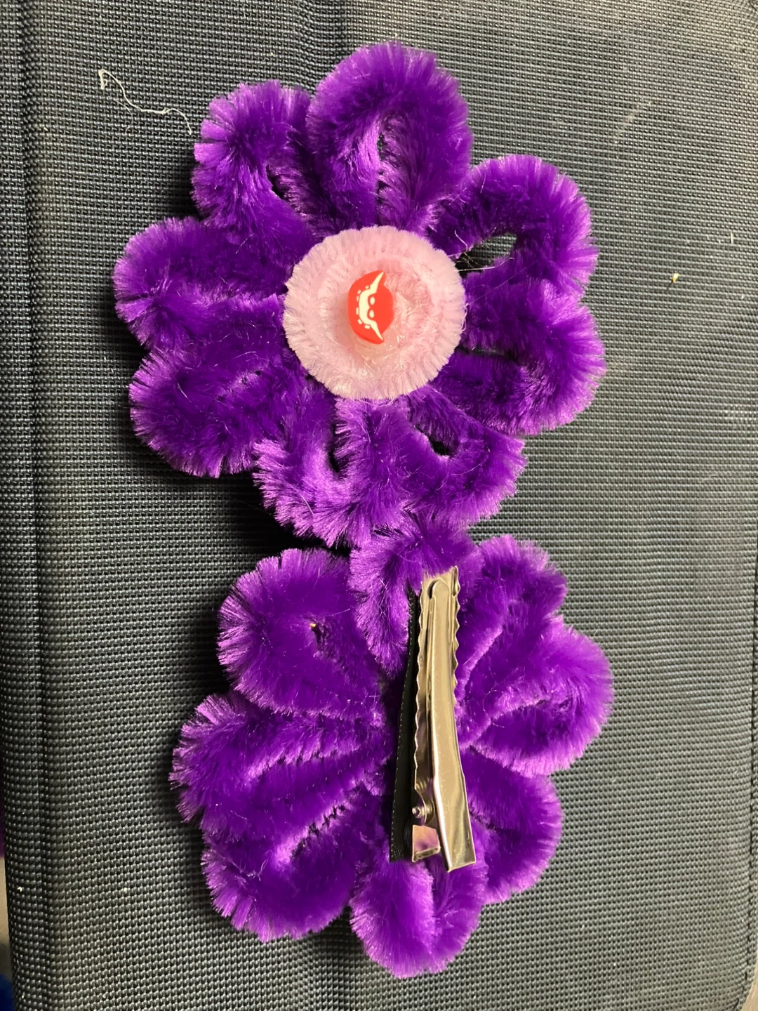 Fuzzy Flower Hair Clips - Purple & Blue (2 Count) - photo 2