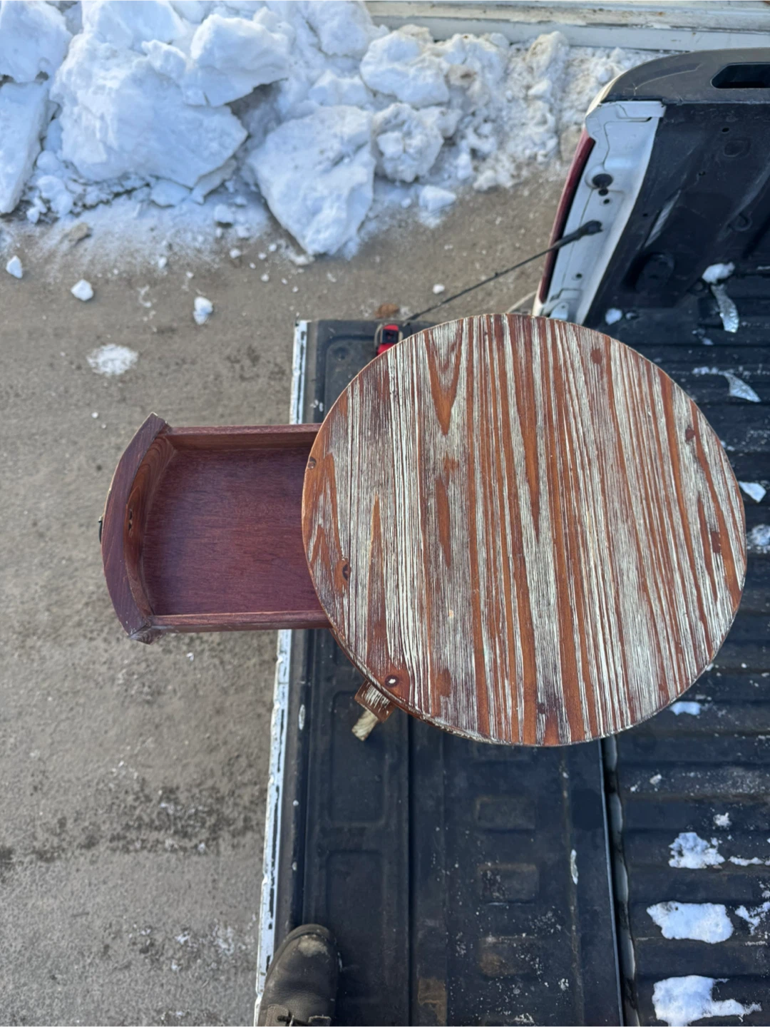 Carved Wood Accent Table with Drawer - photo 4