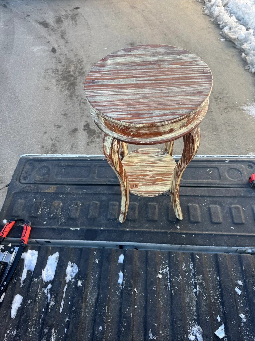 Carved Wood Accent Table with Drawer - photo 5