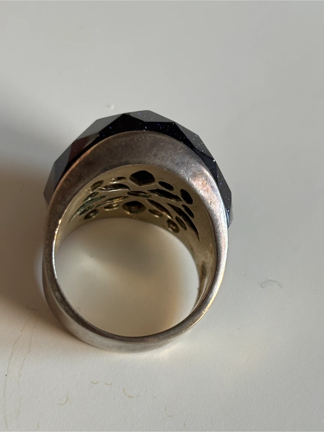 Blue Goldstone Faceted Statement Ring - photo 2
