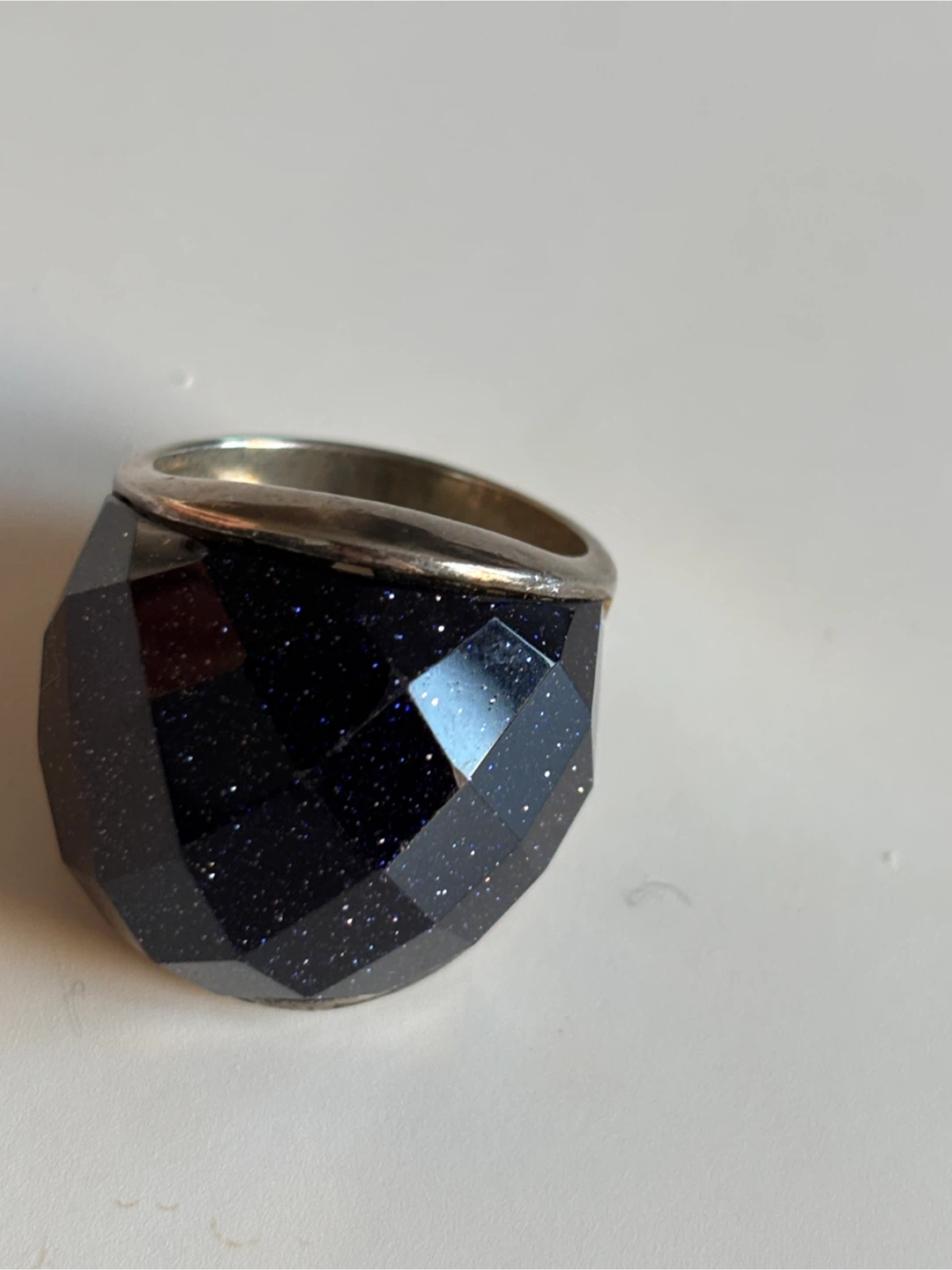 Blue Goldstone Faceted Statement Ring - photo 3