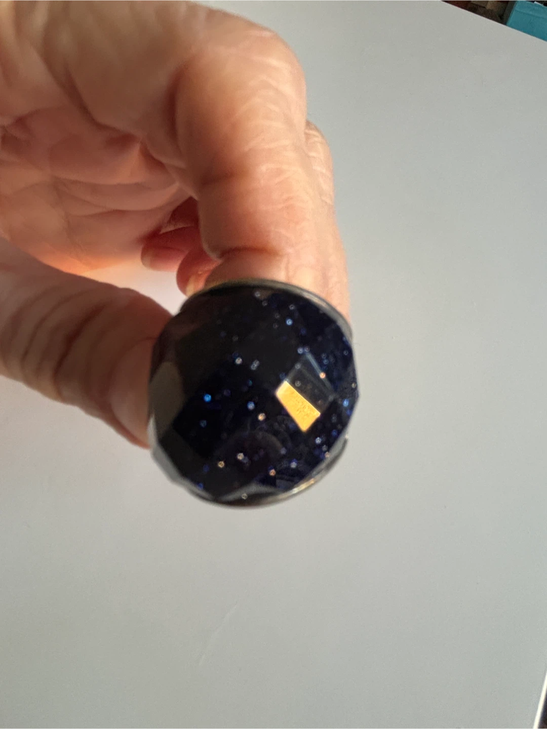 Blue Goldstone Faceted Statement Ring