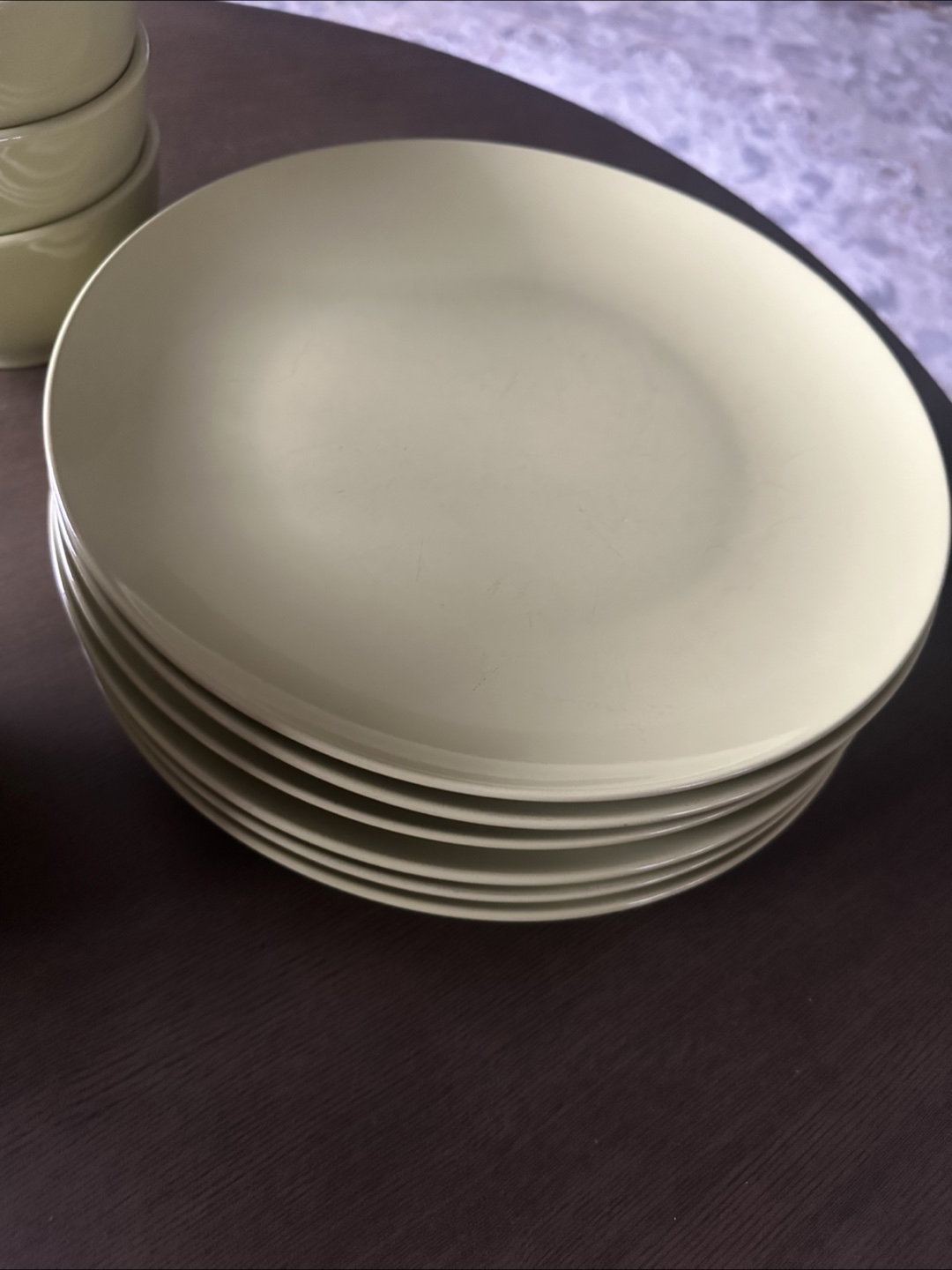 Set of all 6 green Ceramic Bowls and 11 Plates - photo 5