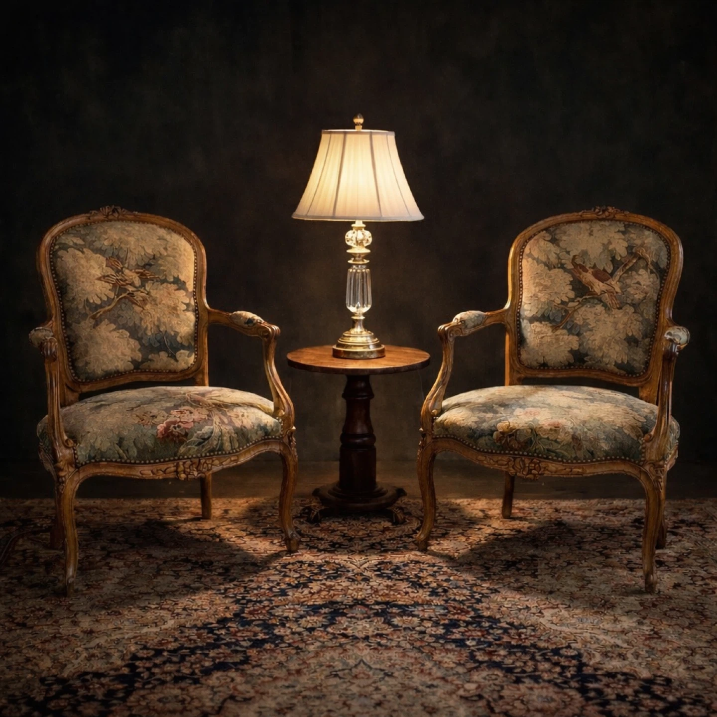 Ornate French Provincial Accent Chair with Bird Motif