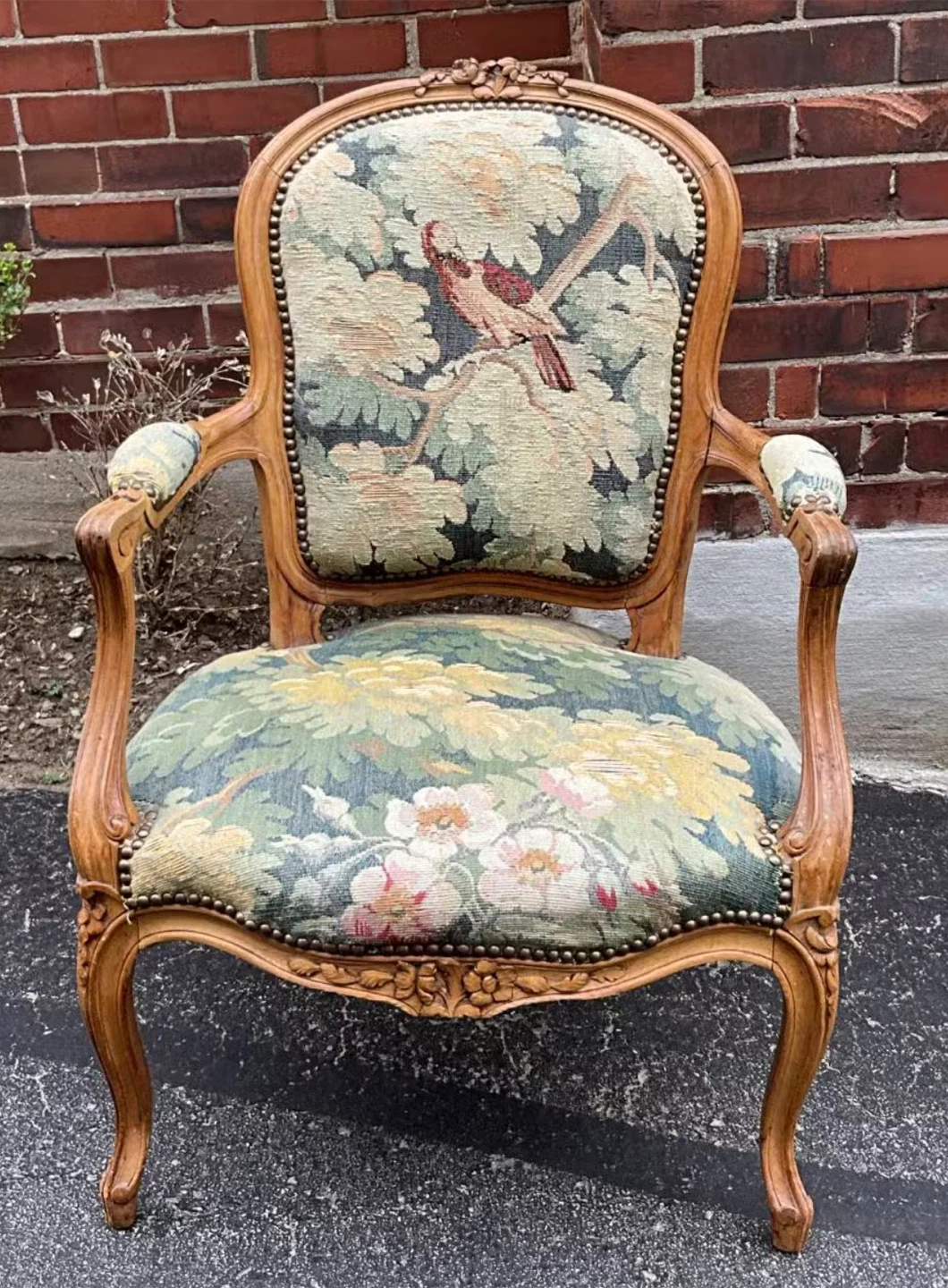 Ornate French Provincial Accent Chair with Bird Motif - photo 2