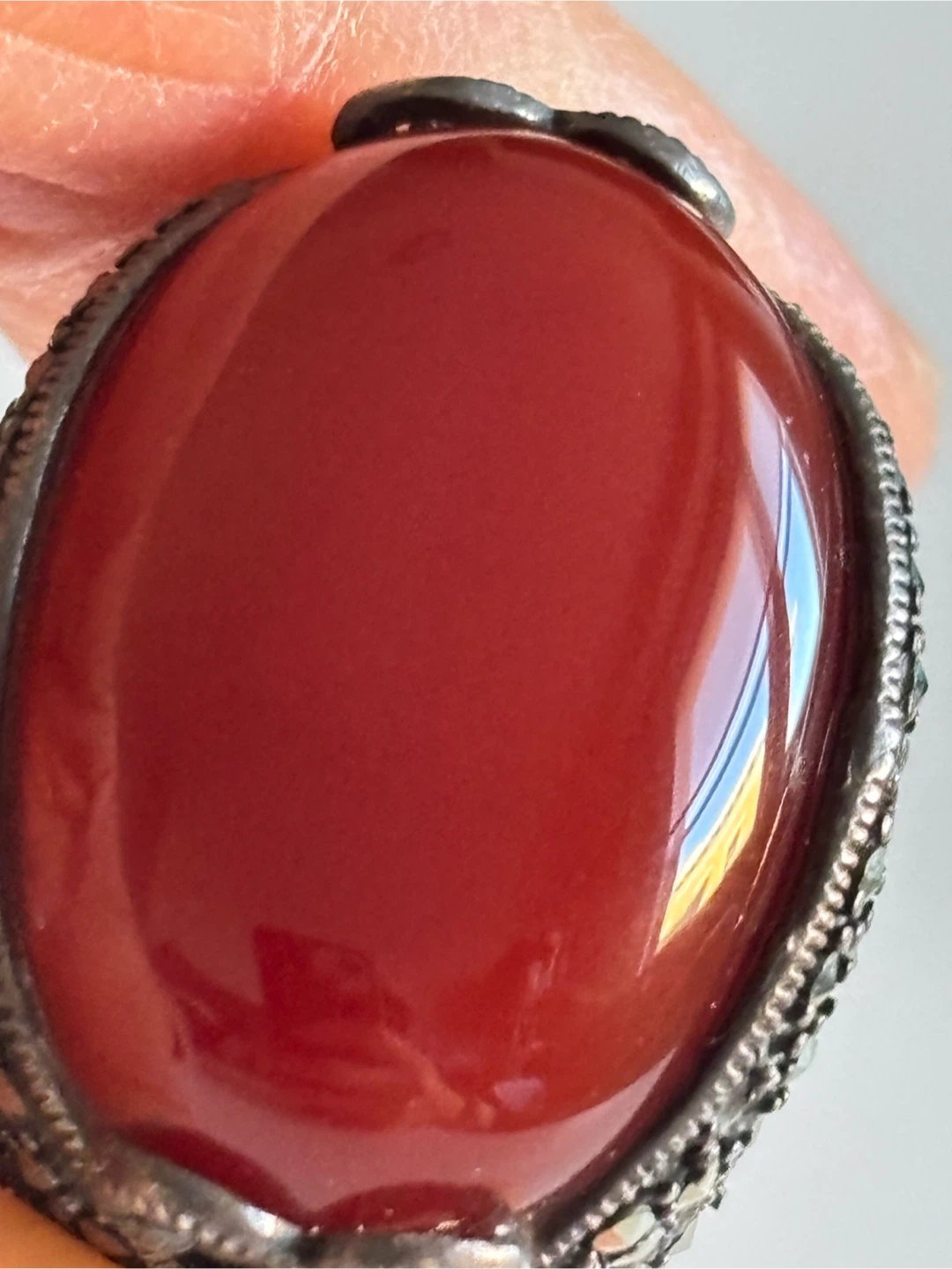 Vintage Marcasite & Carnelian Ring Sterling Silver - photo 5