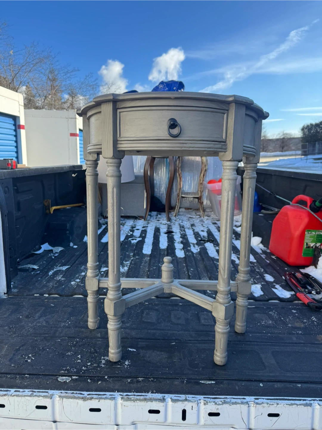 Gray Accent Table with Drawer