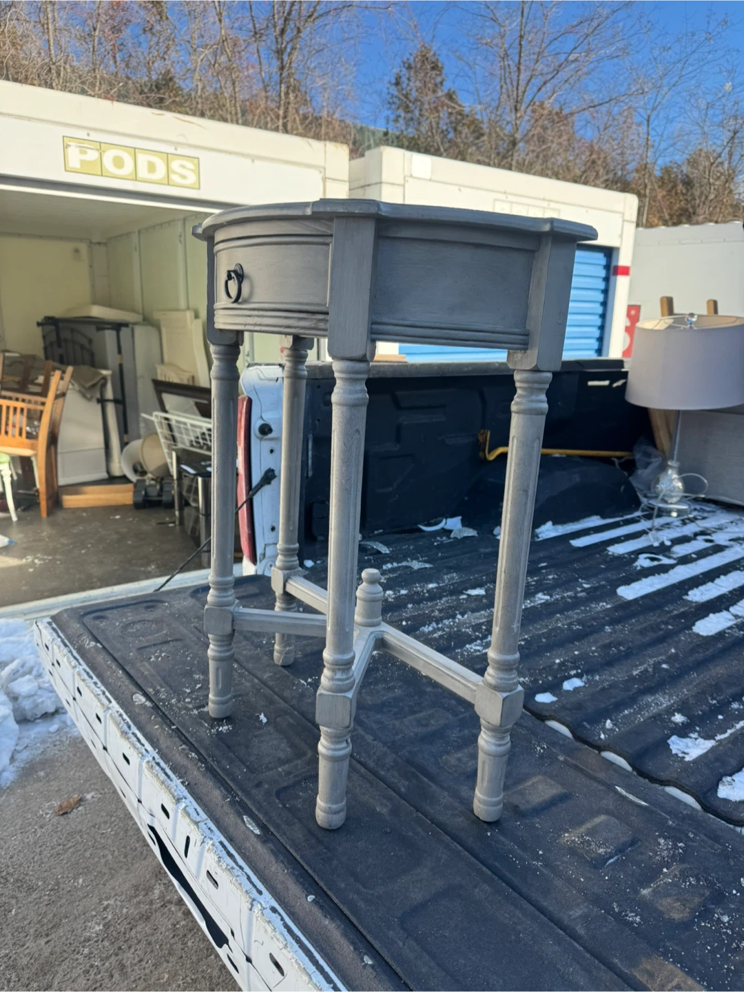 Gray Accent Table with Drawer - photo 3