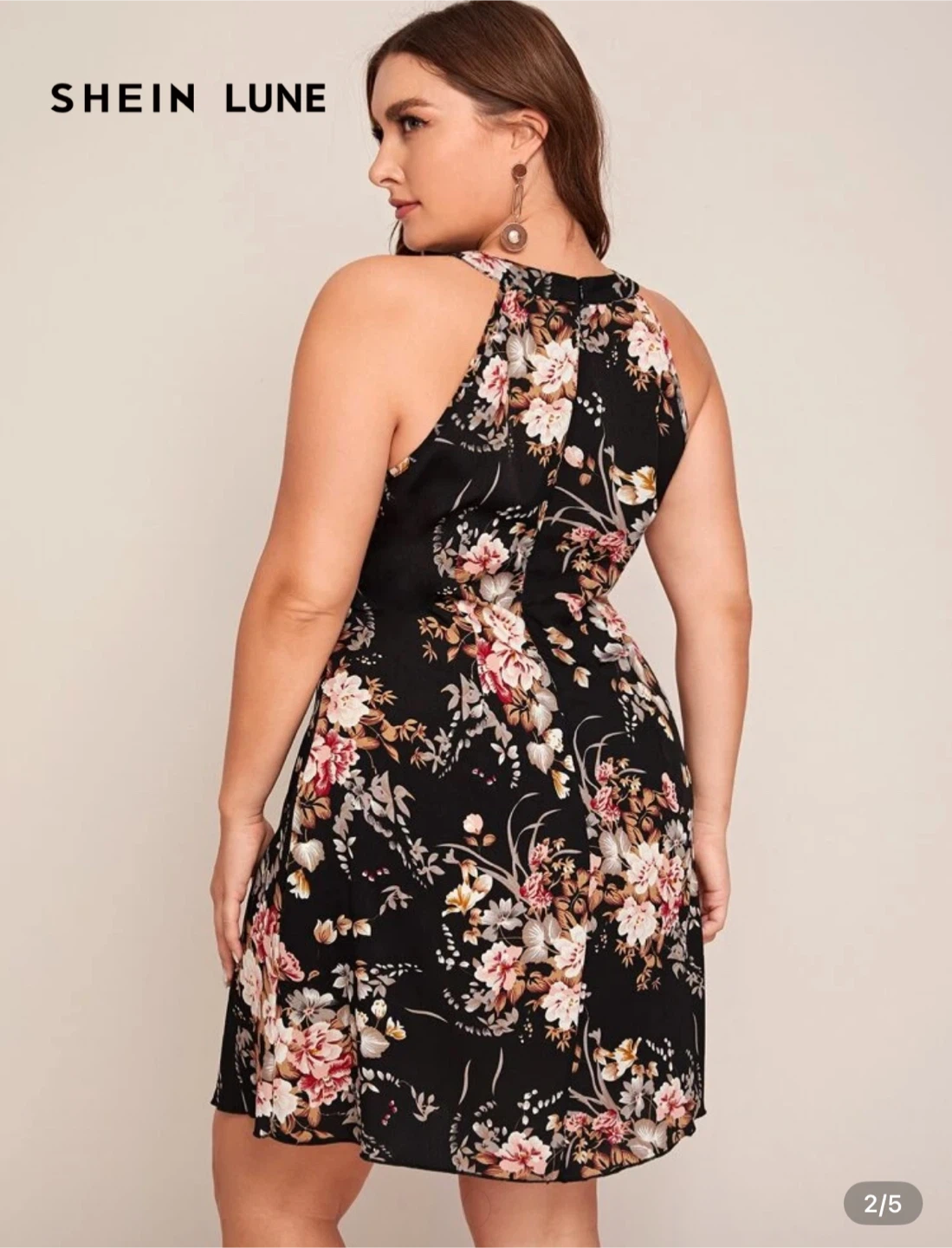 SHEIN LUNE Floral Halter Neck Dress - photo 2