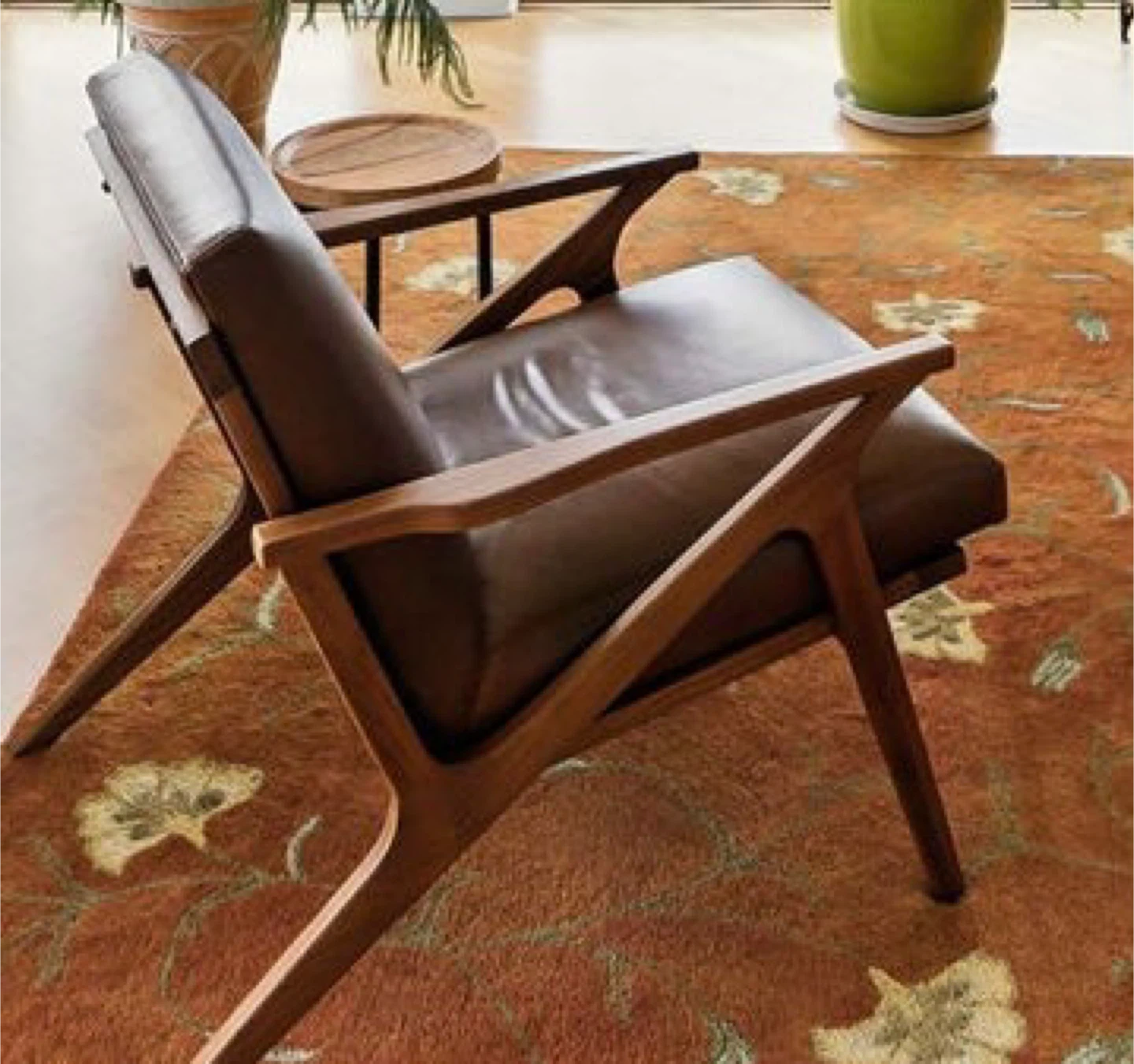 Crate & Barrel Cavett Leather chair in brown - photo 2