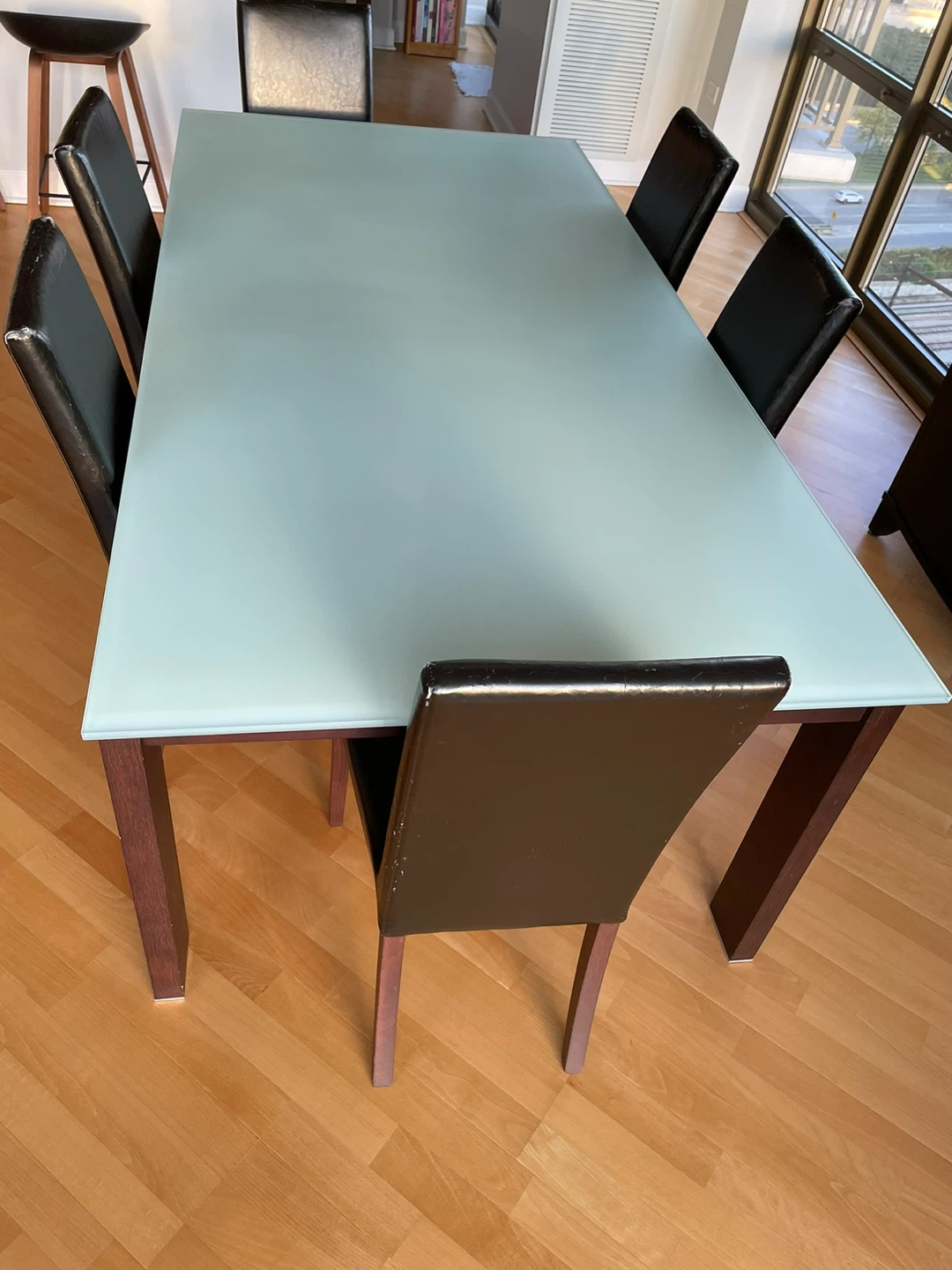 Marshall Field’s Glass top dining room table for 6