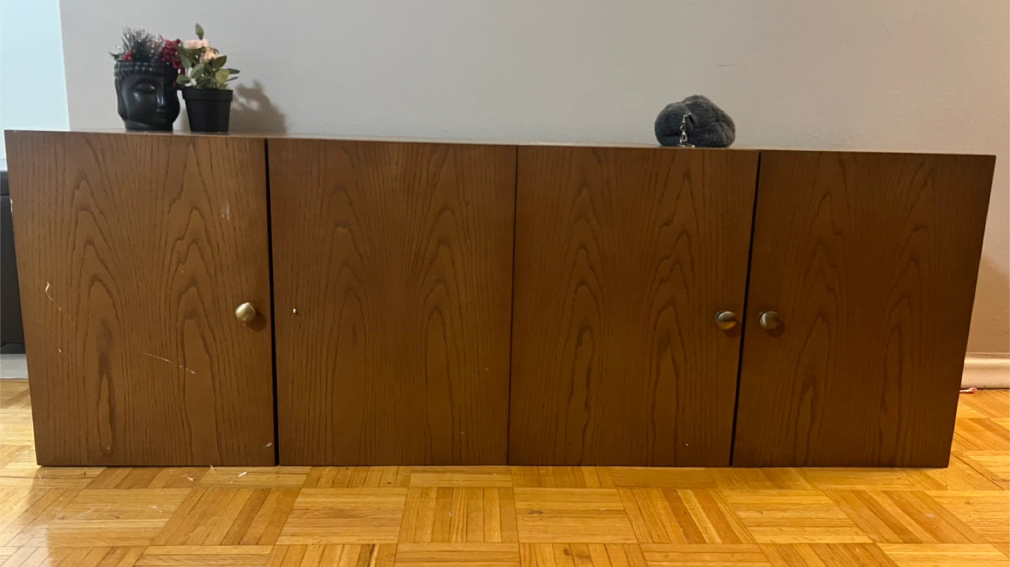 Brown Wood Storage Cabinet with 4 Doors