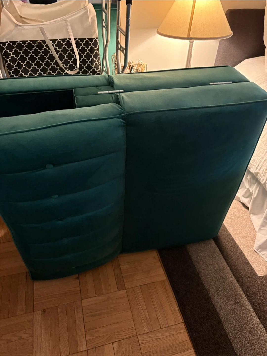 Perdue 81.5" Velvet Square Arm Convertible Sofa - Green Velvet - photo 2