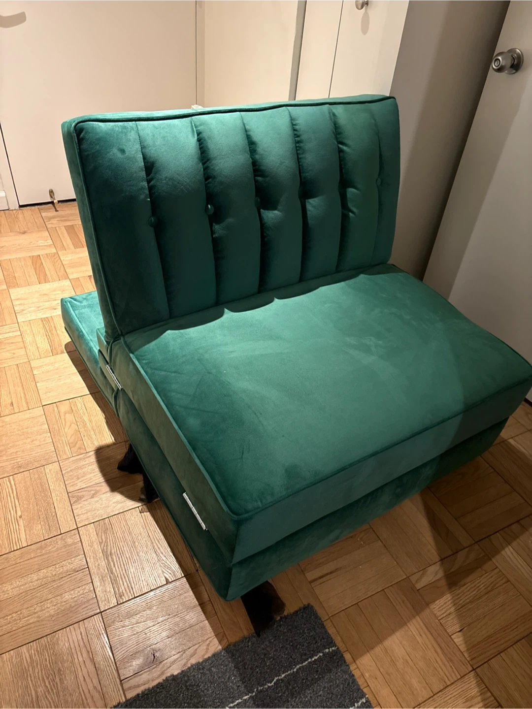 Perdue 81.5" Velvet Square Arm Convertible Sofa - Green Velvet - photo 3