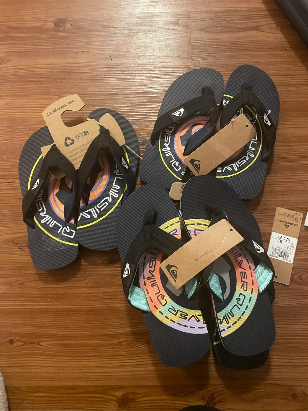 BRAND NEW boy youth quicksilver flip flops sandals size 2Y 3Y 5Y - photo 5