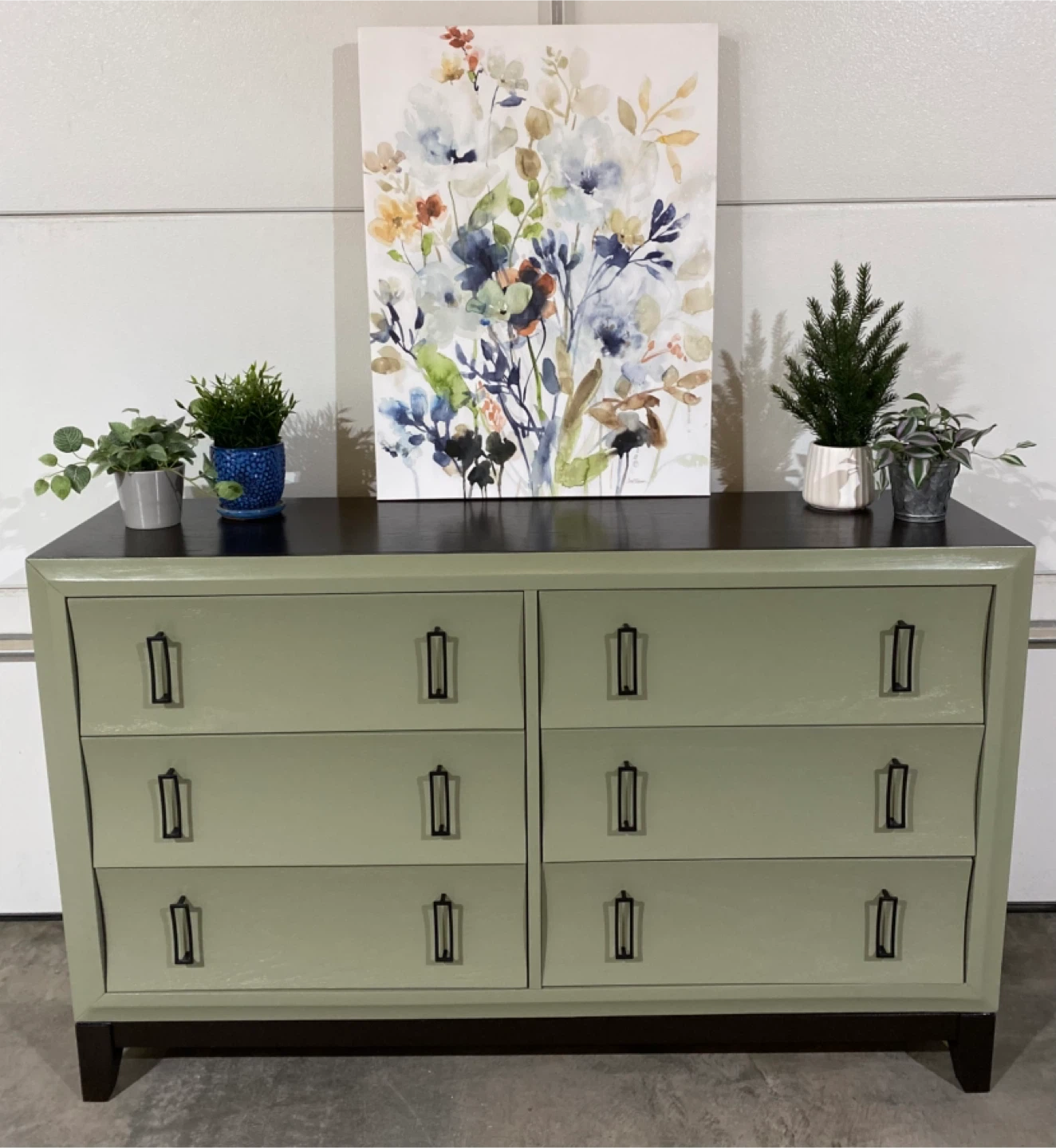Scraped Hardwood Dresser Acadia Green & Walnut