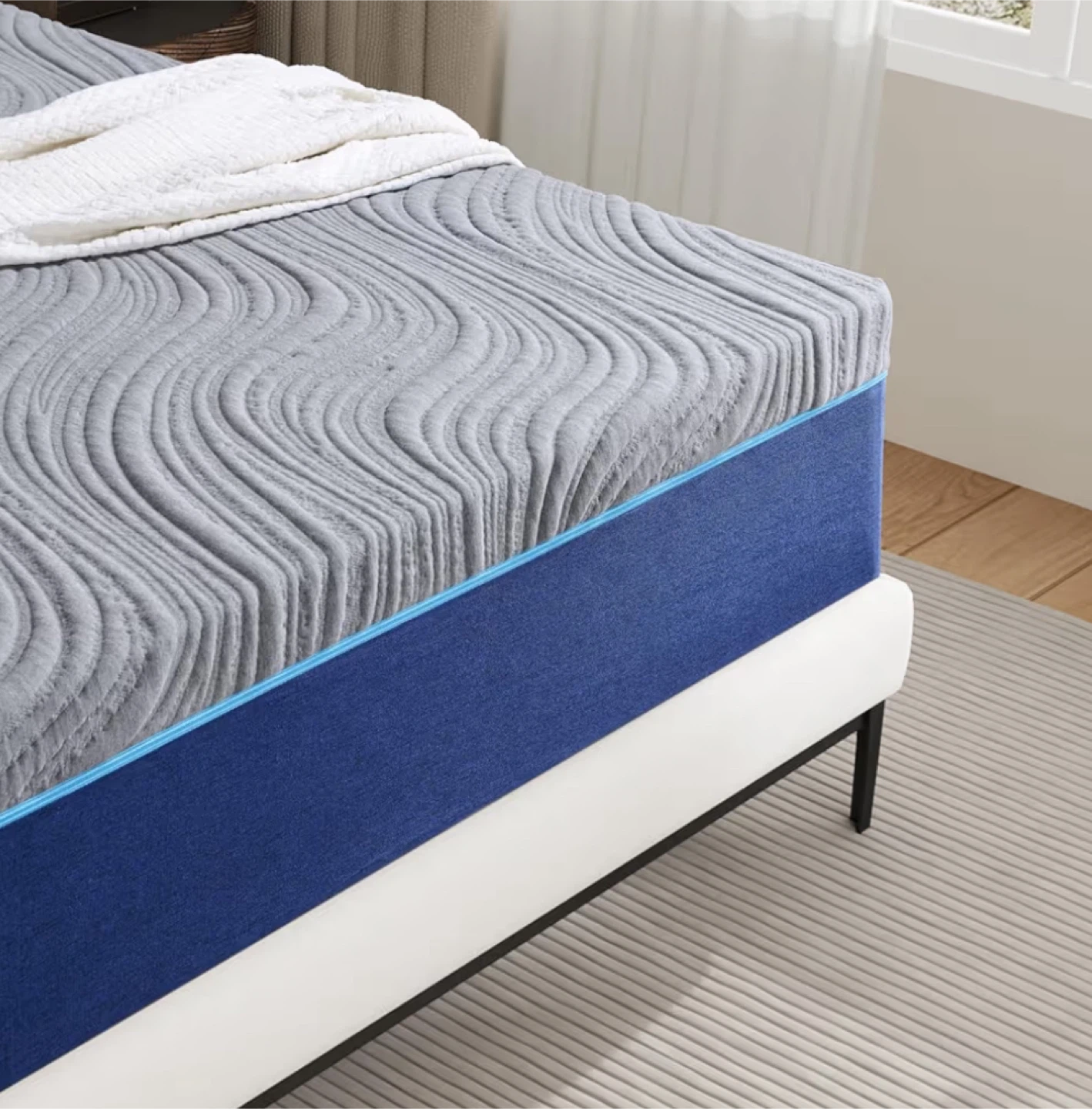 Grey and Blue Hybrid Mattress