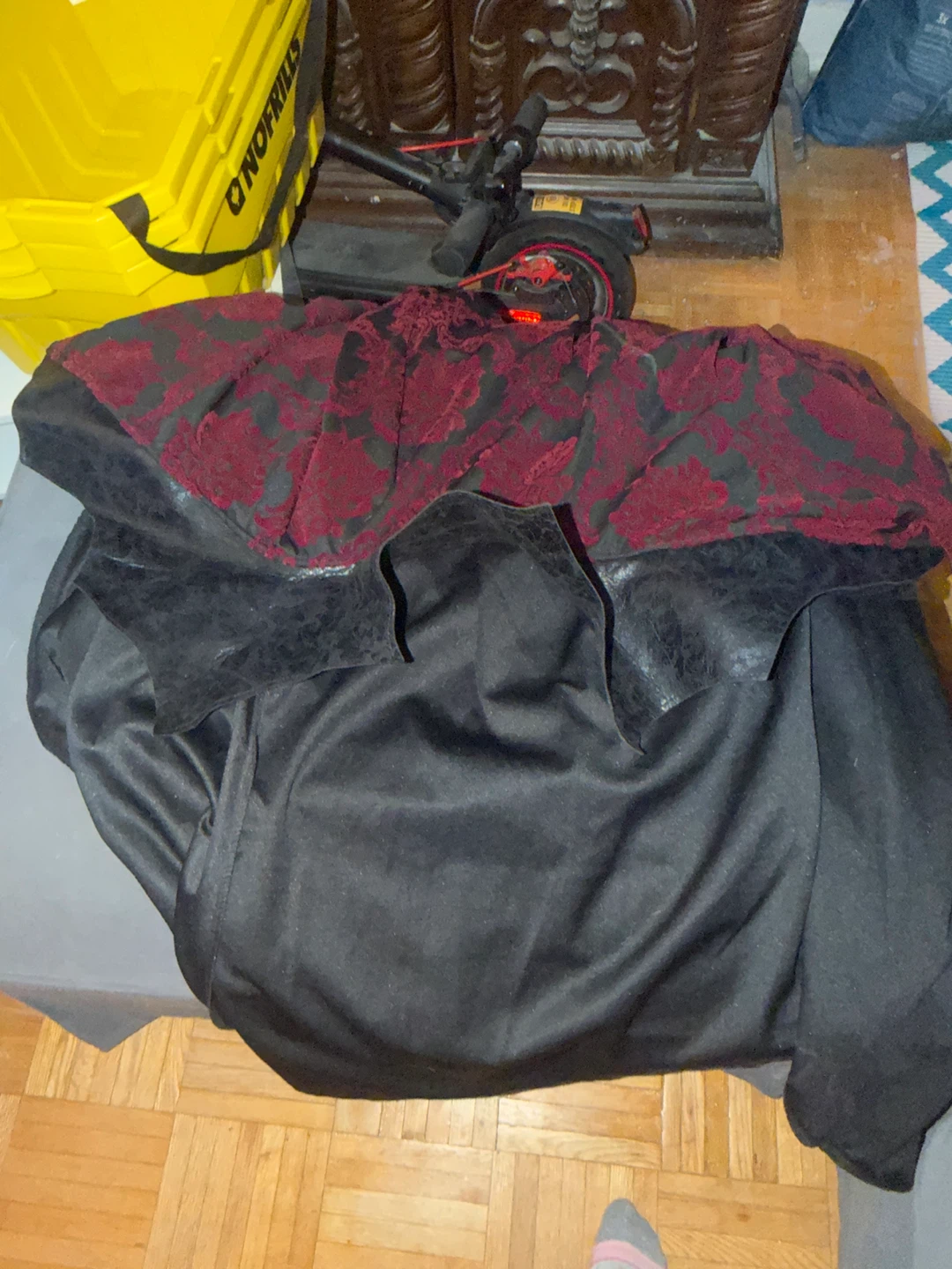 Black and Red Brocade Cape