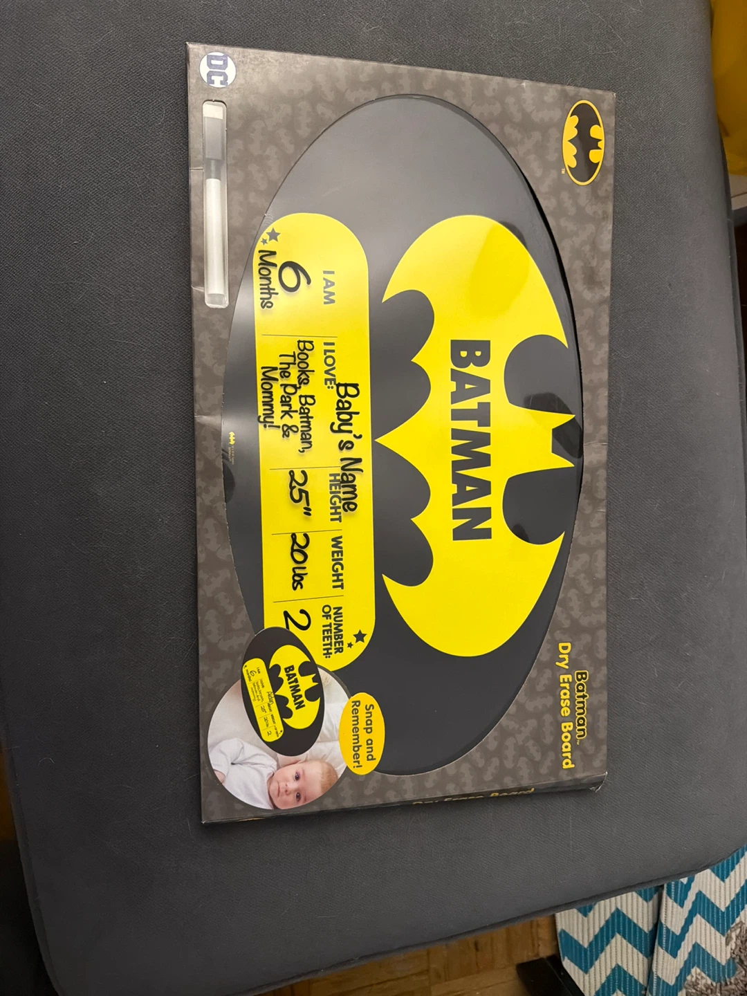 Batman Dry Erase Baby Milestone Board with Marker