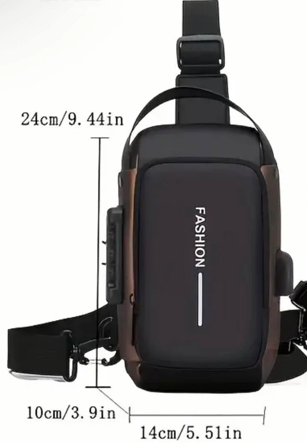 Fashion Sling Bag with Lock and USB Port - photo 3