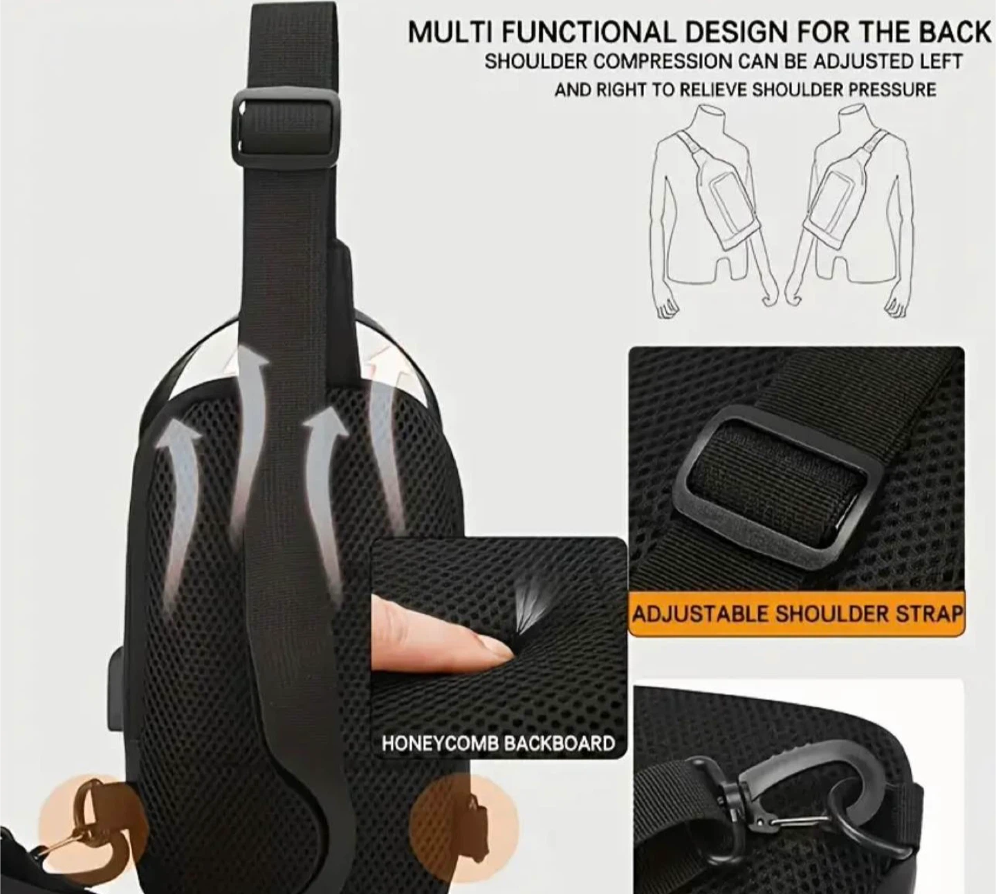Fashion Sling Bag with Lock and USB Port - photo 2