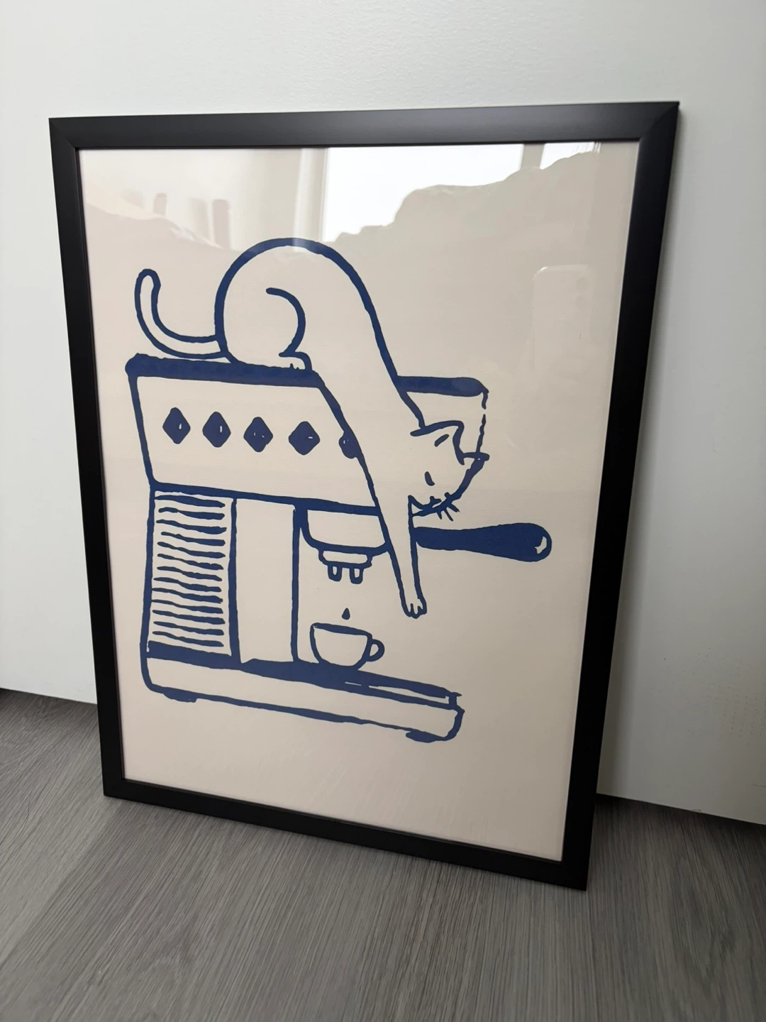 Cat espresso machine wall art print poster