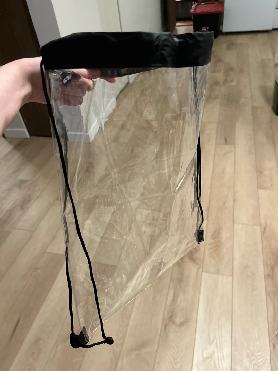 Clear drawstring bag