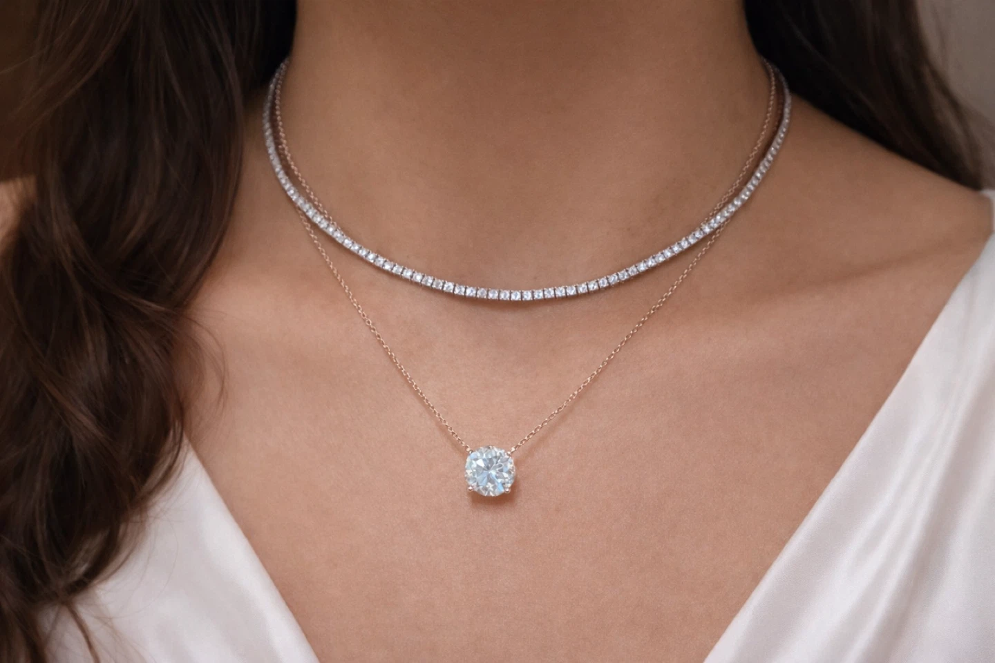 5 carat 925 Sterling silver with Moissanite necklace
