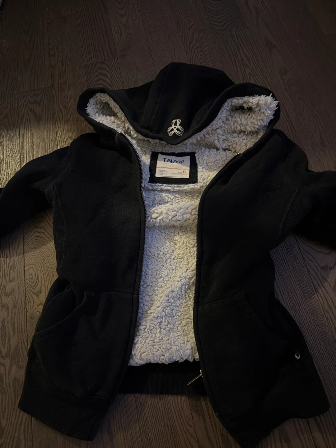 TNA Sherpa Lined Zip-Up Hoodie - Black, Size S