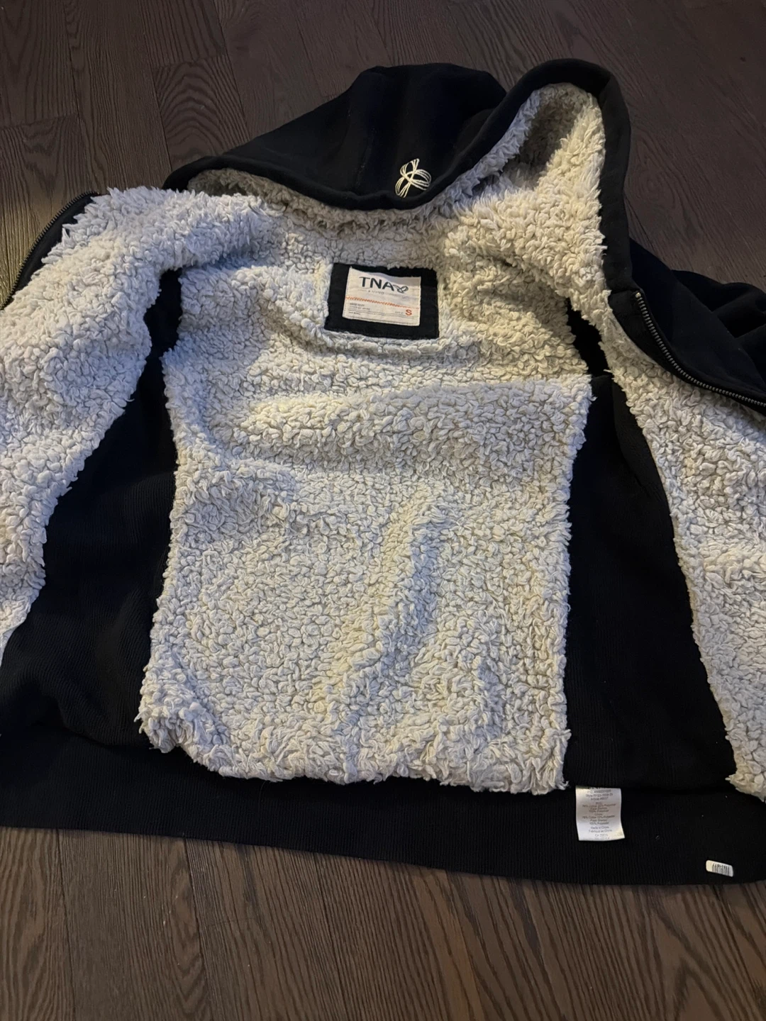 TNA Sherpa Lined Zip-Up Hoodie - Black, Size S - photo 2
