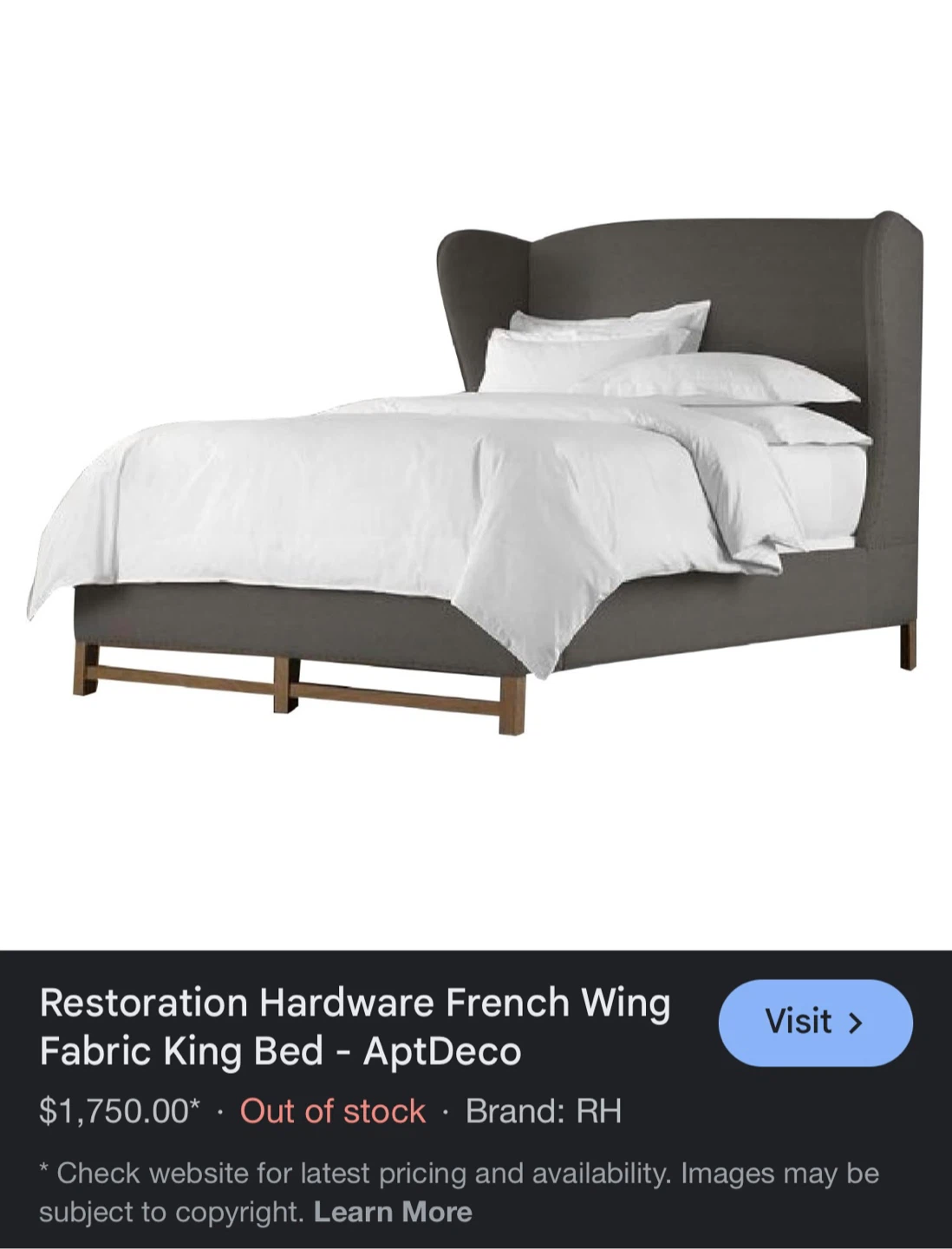 Restoration Hardware French Wing Upholstered Bed (King) - photo 3