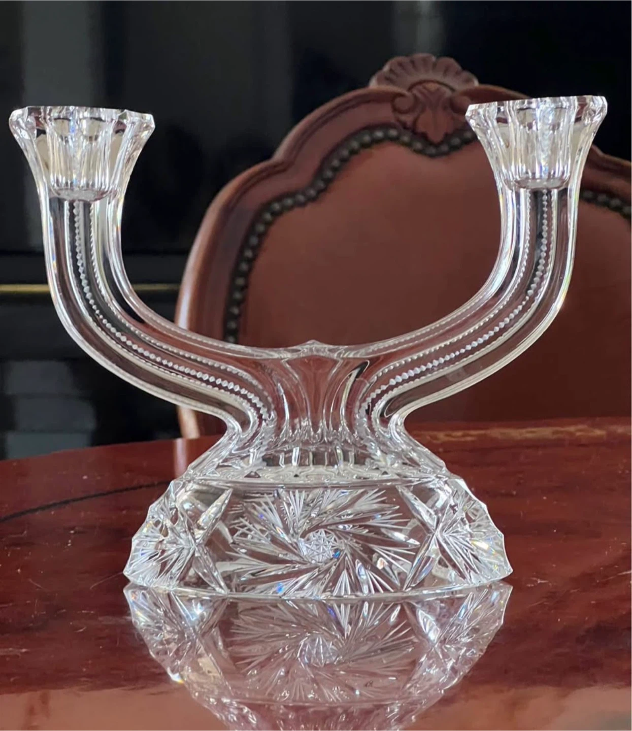 Crystal Glass Candlestick Holder