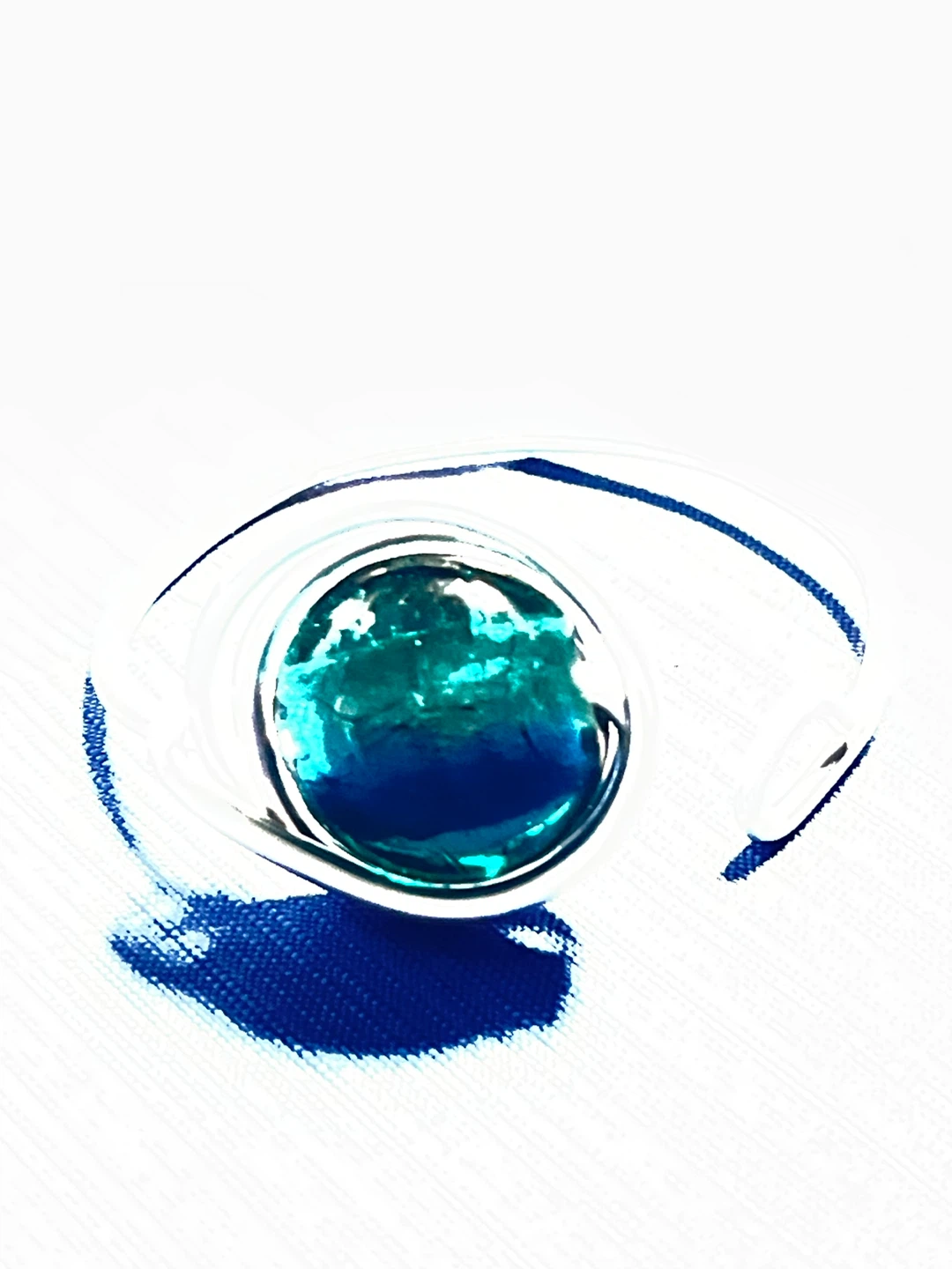 Wire-wrapped blue glass cuff bracelet - photo 4