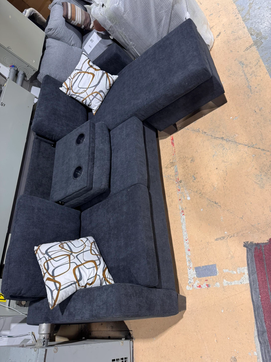 Dark Grey Sectional Sofa with Chaise - photo 2