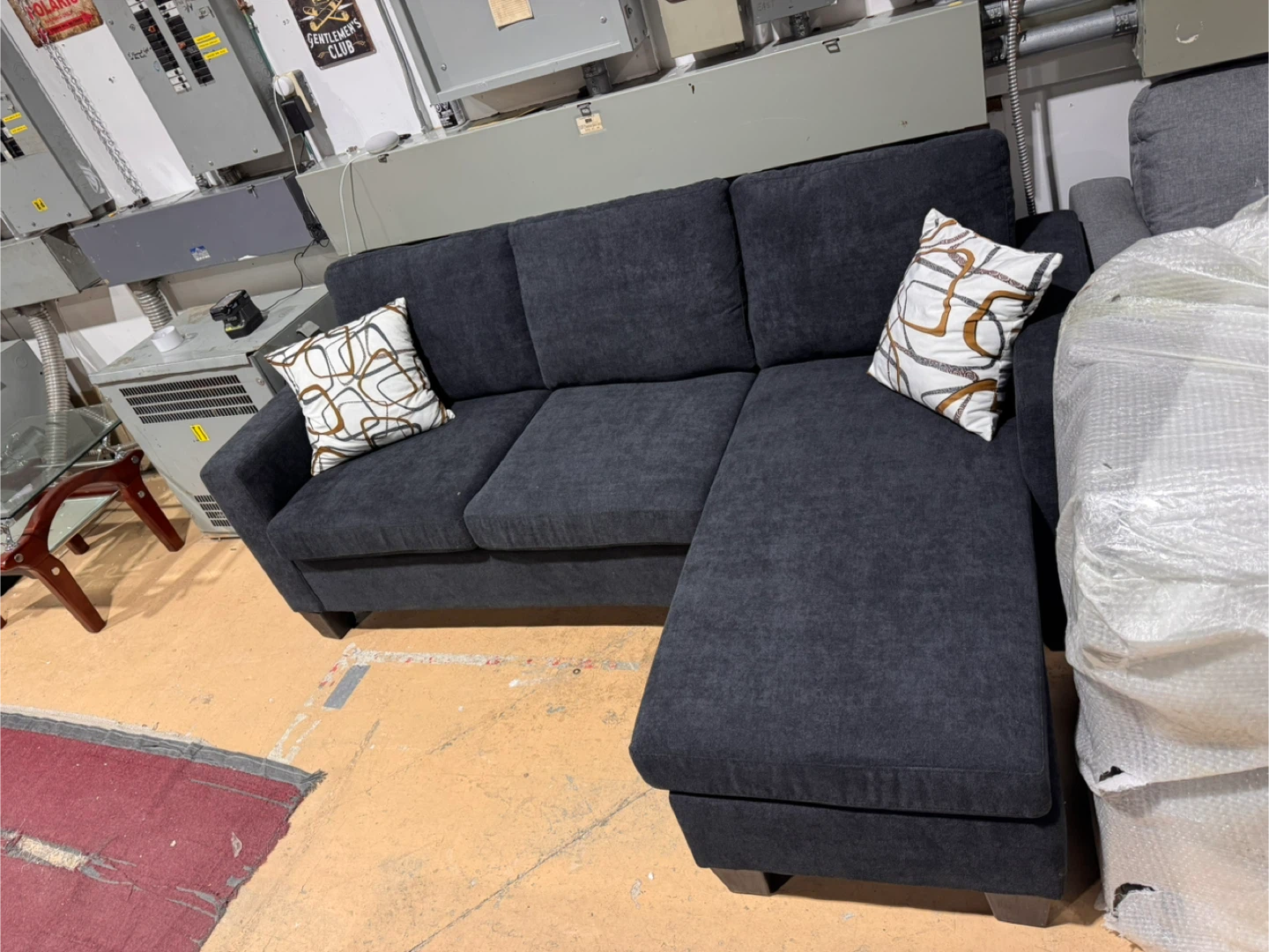 Dark Grey Sectional Sofa with Chaise