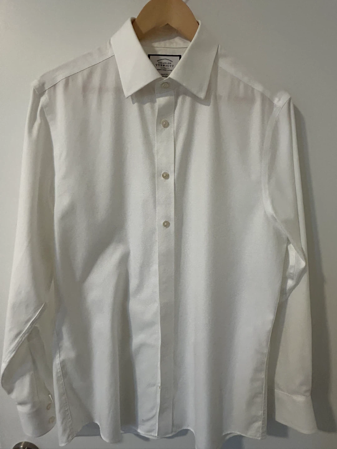 Charles Tywritt white non-iron dress shirt men neck size 16