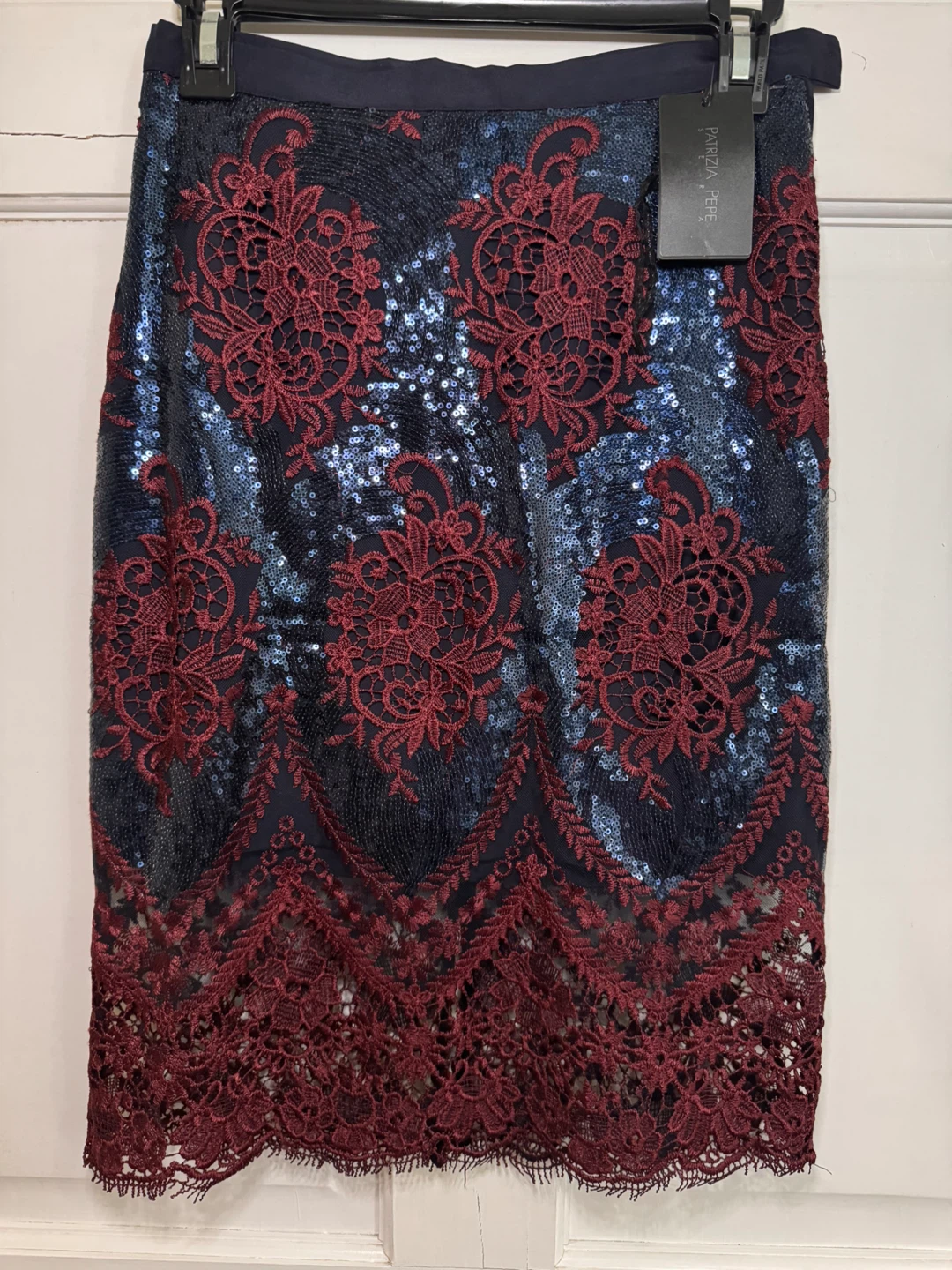 Patrizia Pepe Sequin Lace Pencil Skirt