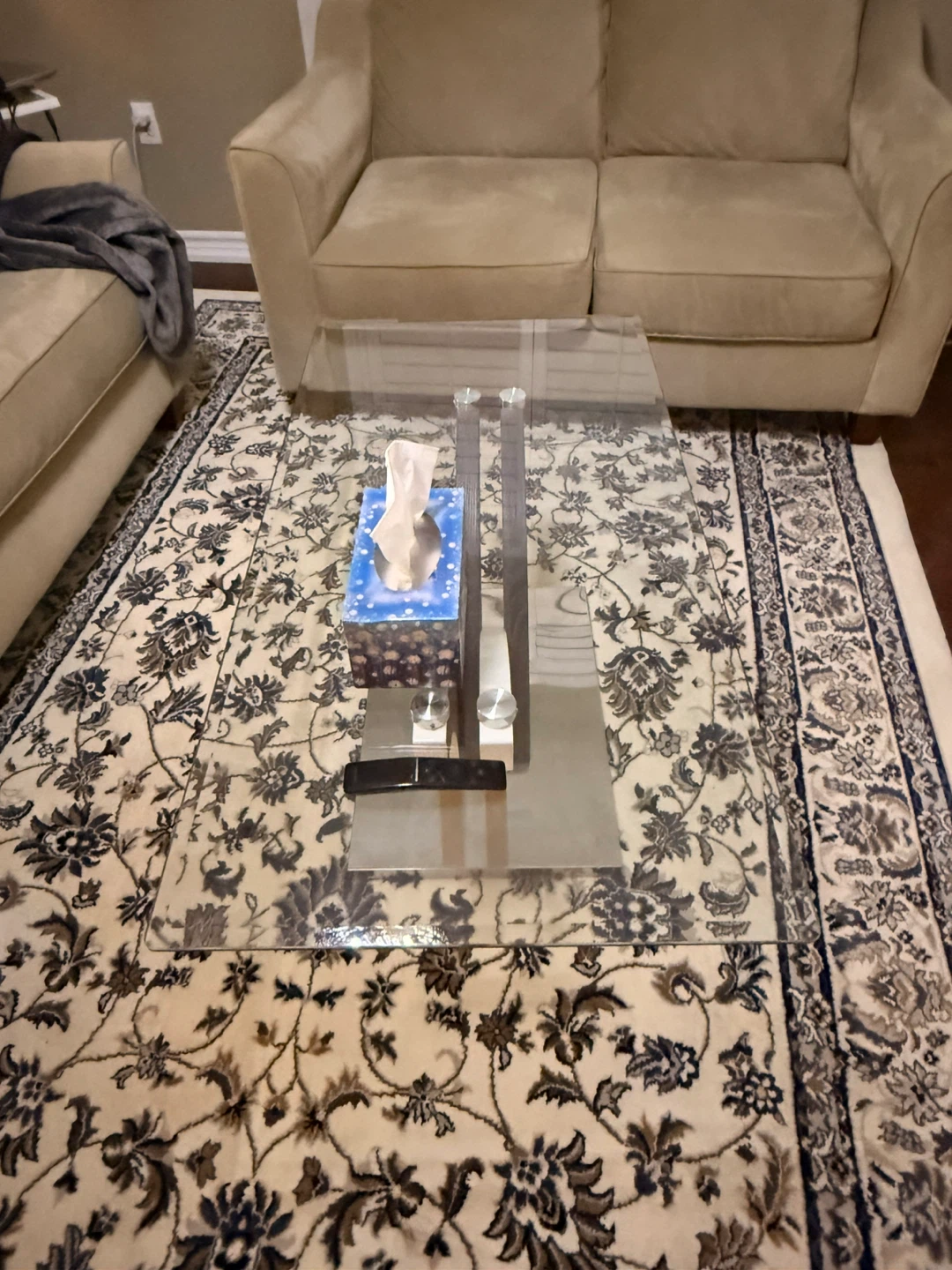 Glass Coffee Table with Chrome Accents - photo 2