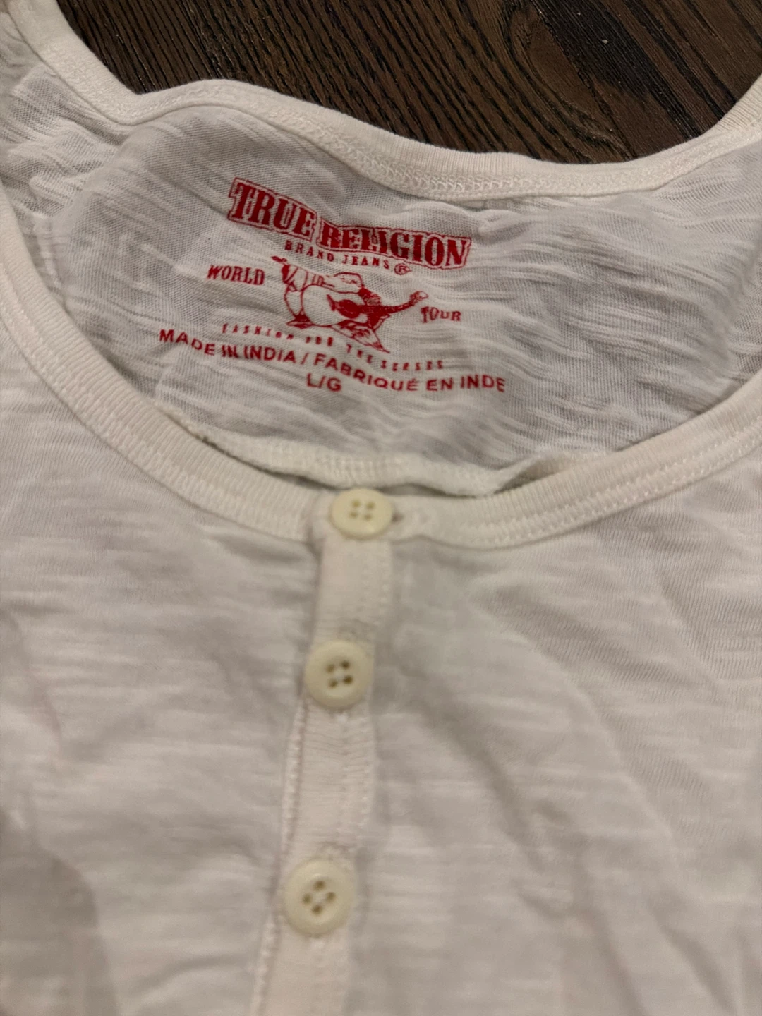 True Religion White Long Sleeve Henley T-Shirt L/G - photo 3