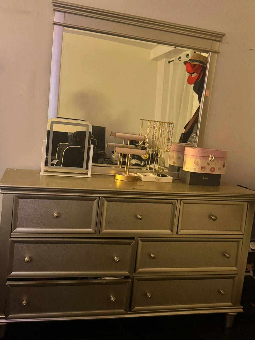 Silver 7-Drawer Dresser with Mirror