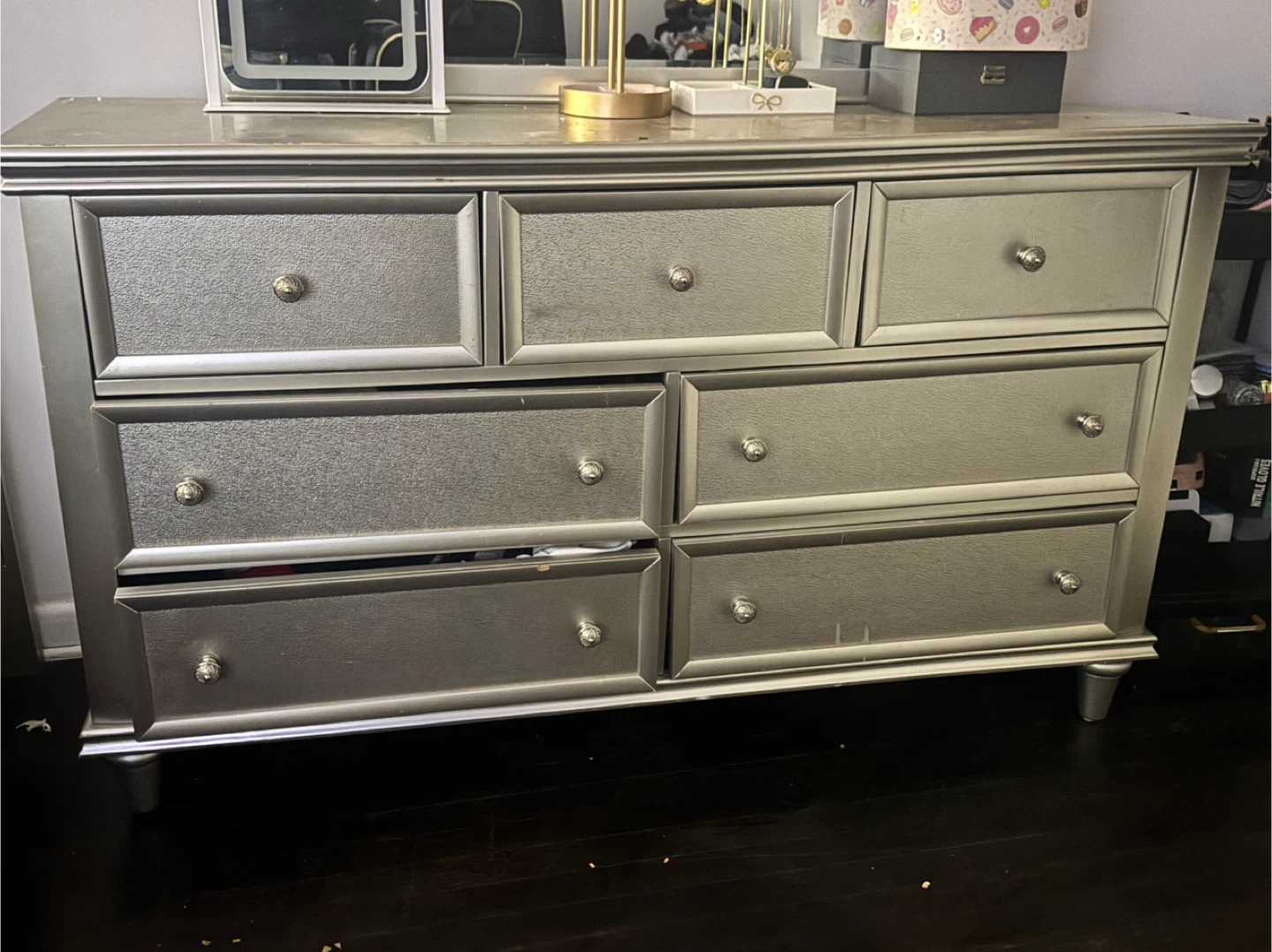 Silver 7-Drawer Dresser with Mirror - photo 2