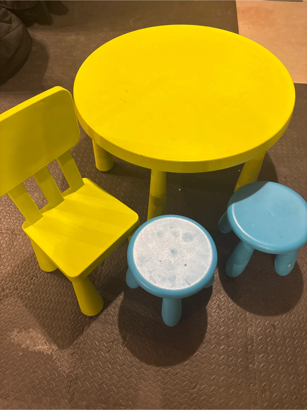 Kids Table and Chair Set - Yellow & Blue