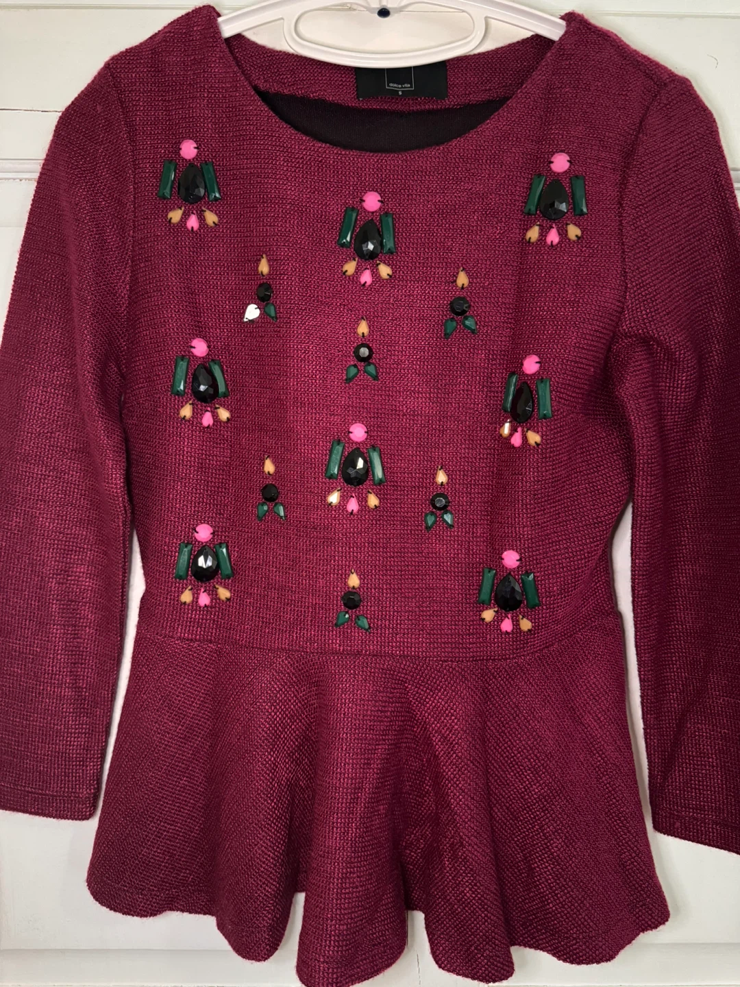 Dolce Vita Embellished Peplum Top Size S