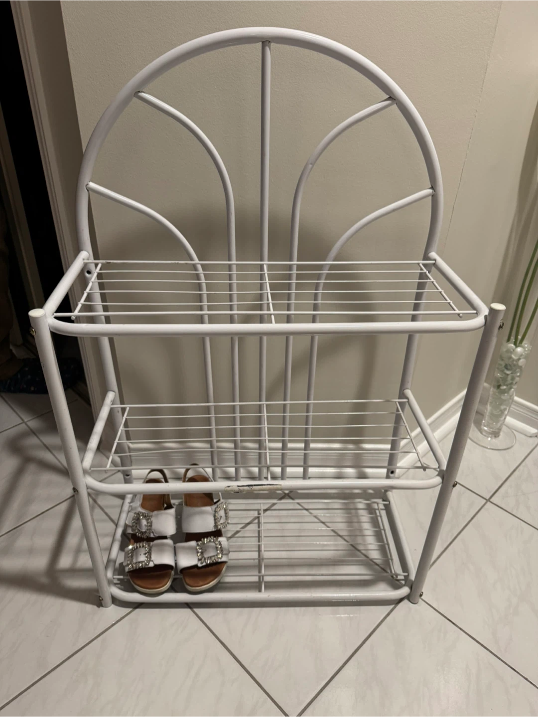White Metal 3-Tier Shoe Rack / Shelf